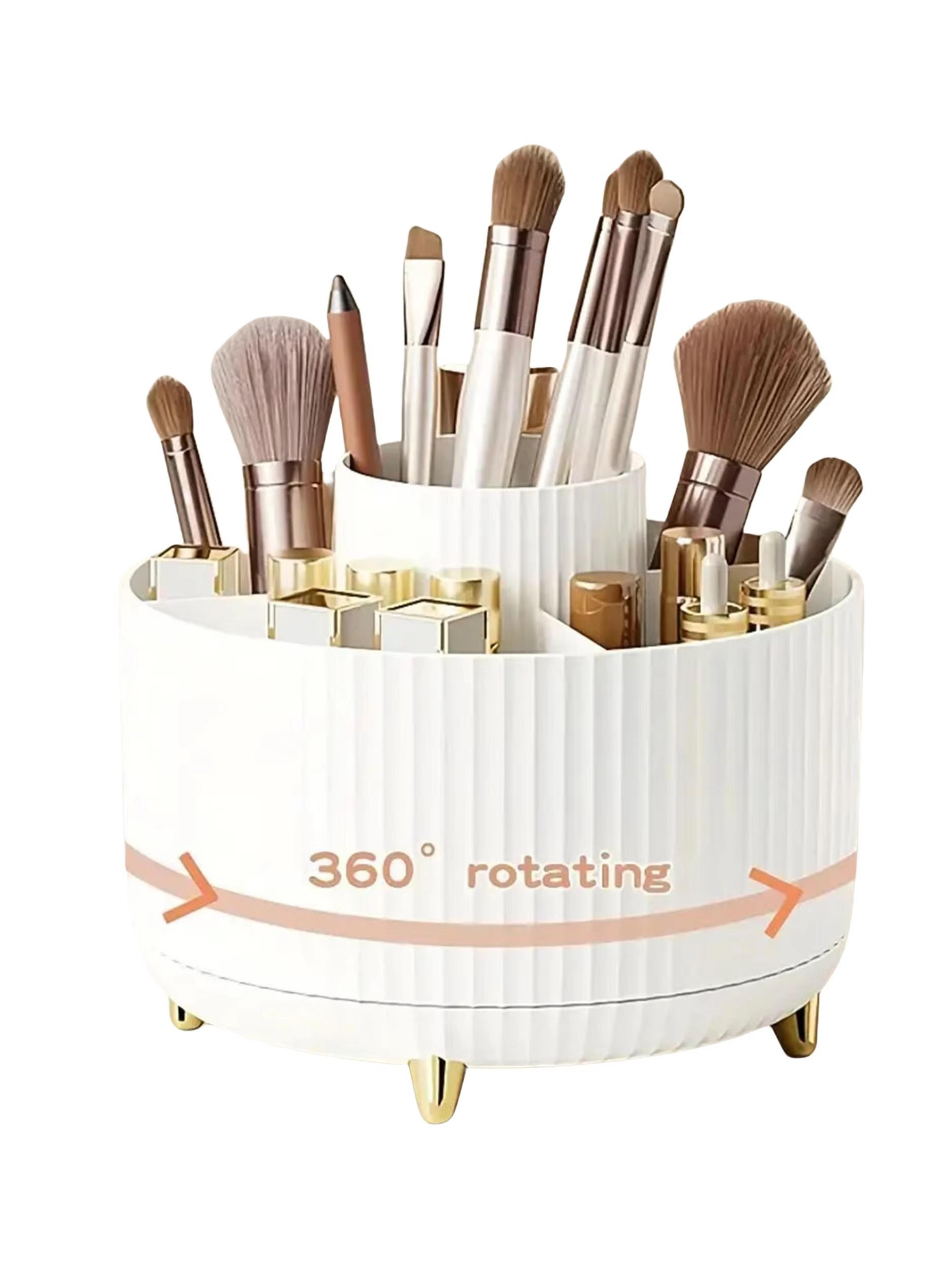 360 Rotating Makeup Organizer  MultiFunctional Cosmetic Storage Holder With 5 Compartments 6