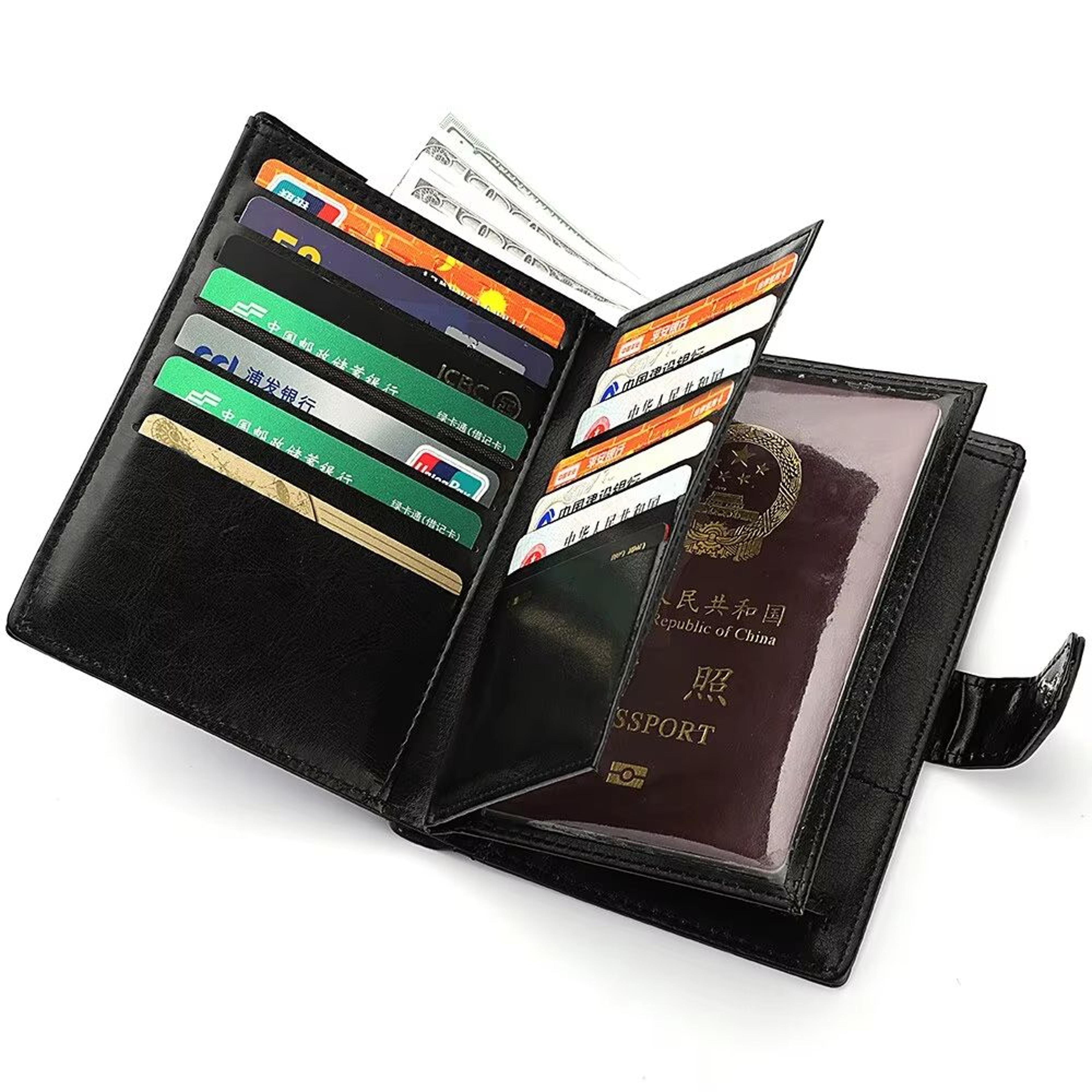 Mens Travel Passport Wallet  MultiFunction Organizer With Card Slots Coin Pocket  Secure Zipper Des 4