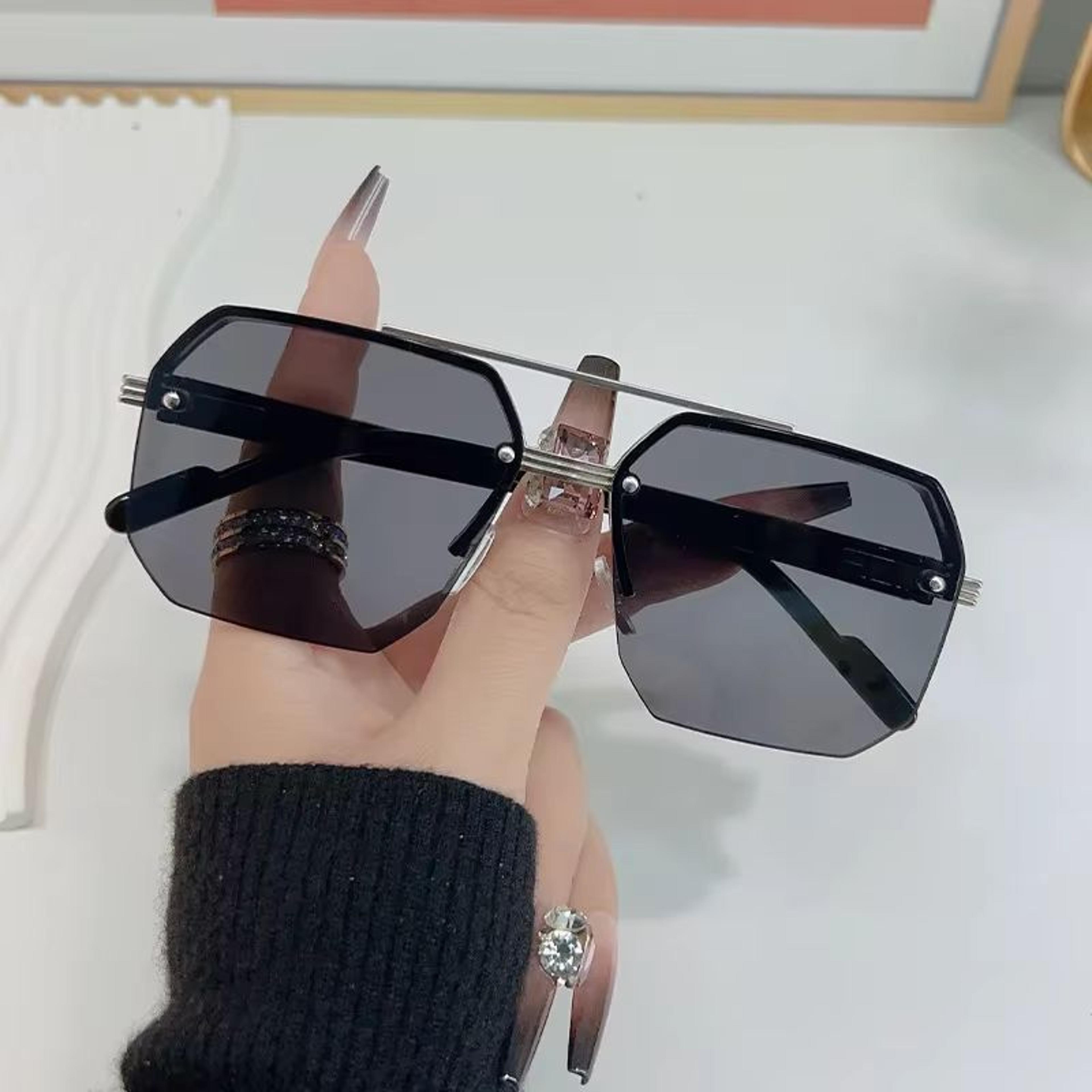 Mens Retro Metal Sunglasses  Half Frame Square Design For Outdoor Sports  Casual Fashion 2