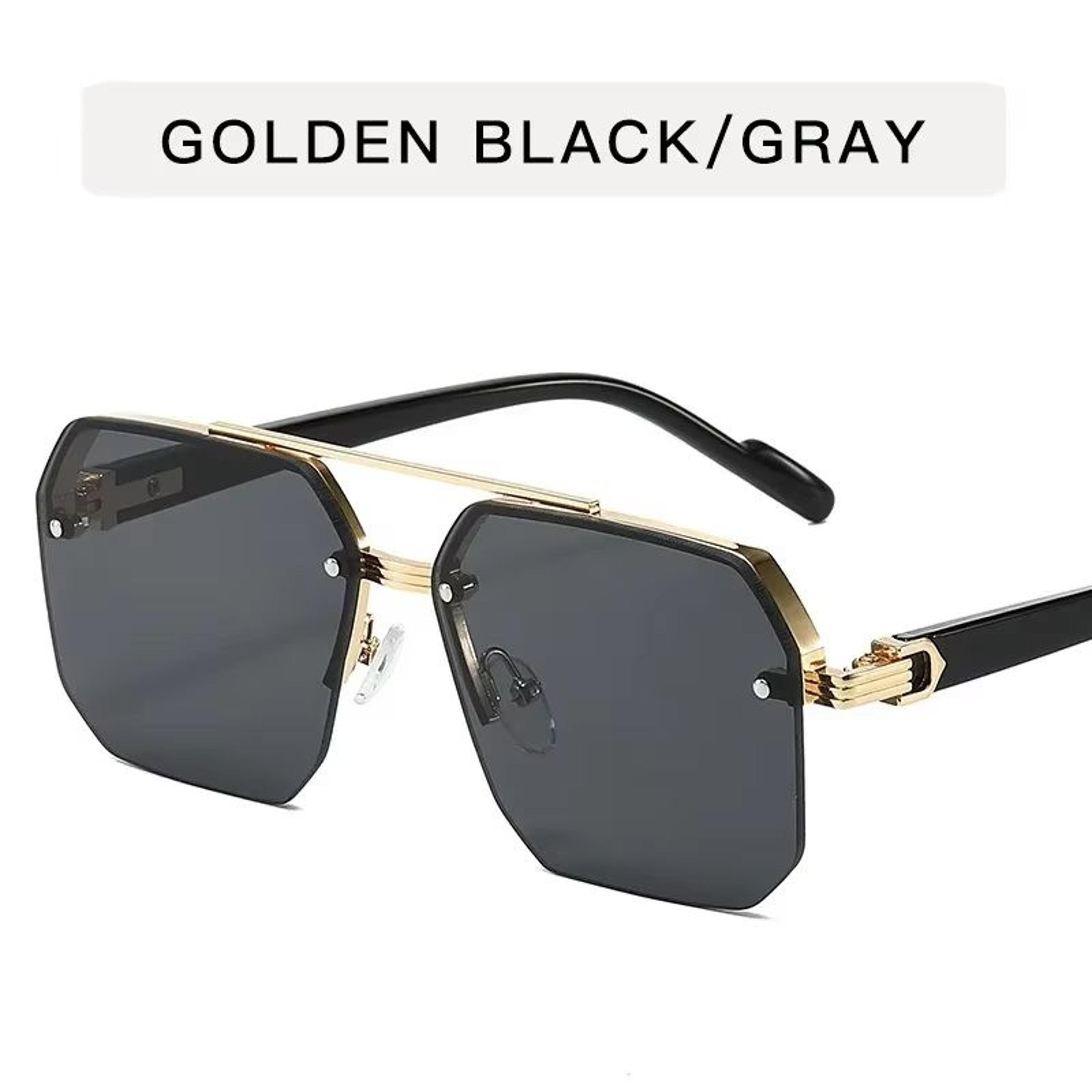 Mens Retro Metal Sunglasses  Half Frame Square Design For Outdoor Sports  Casual Fashion 6
