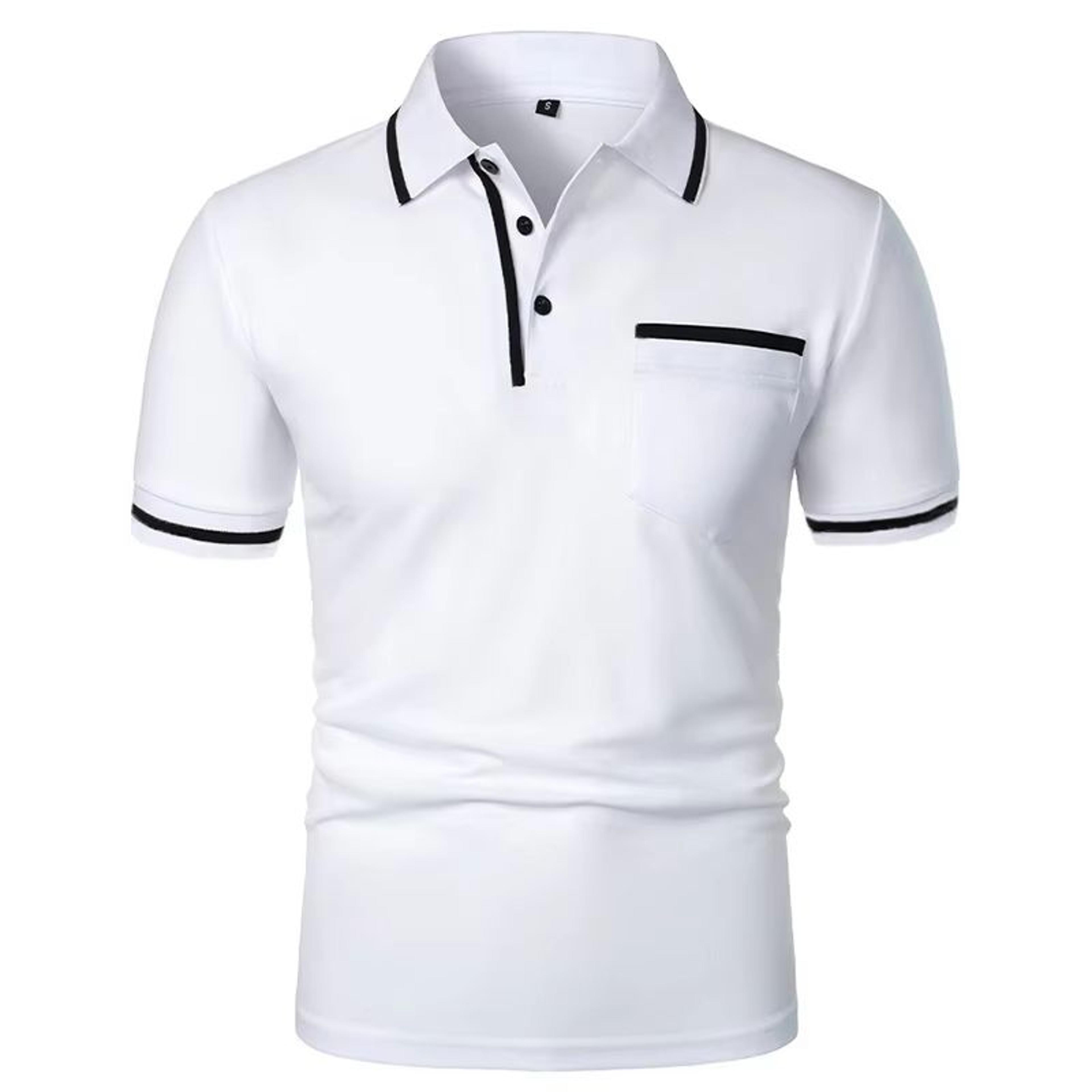 2025 Mens Casual Polo Shirt  Breathable Short Sleeve Summer Top With Pocket Design 3