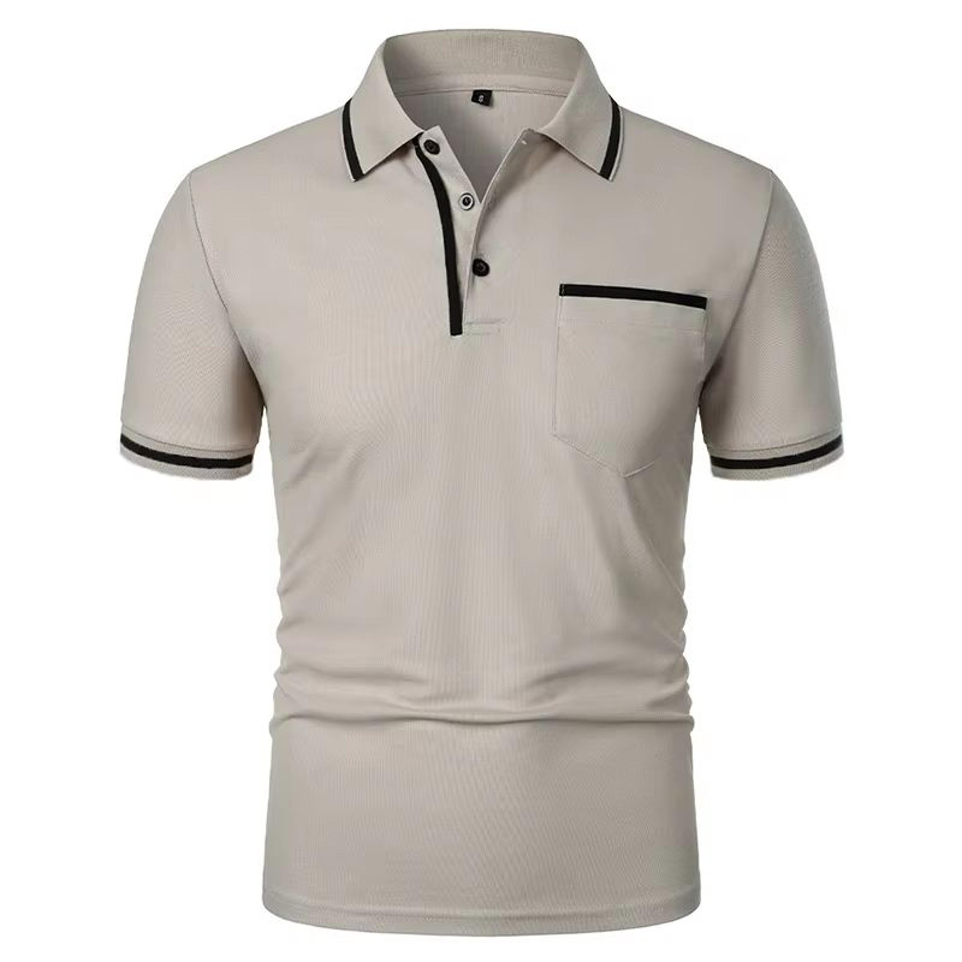 2025 Mens Casual Polo Shirt  Breathable Short Sleeve Summer Top With Pocket Design 4