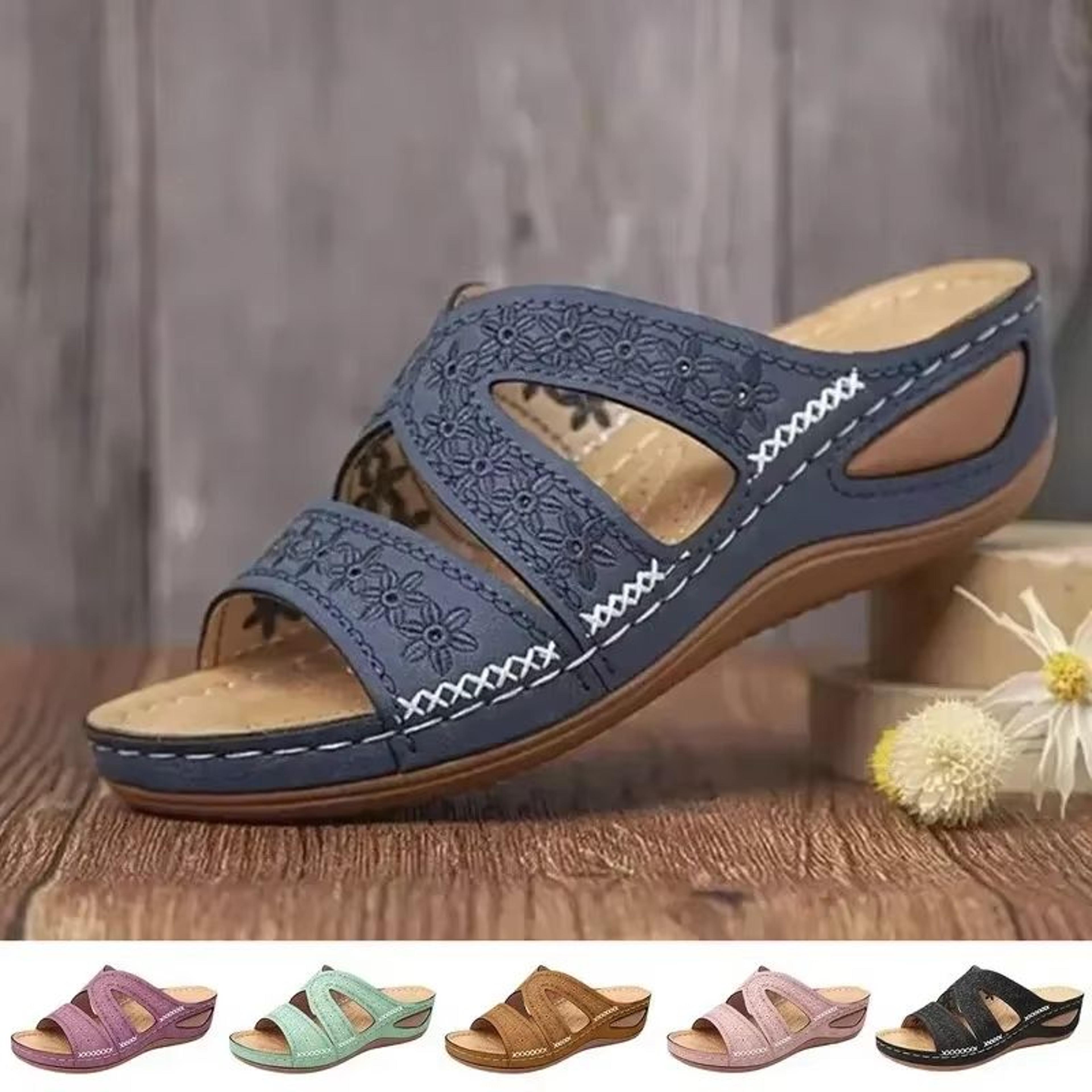 2024 Premium Orthopedic Wedge Sandals  Vintage Open Toe Comfort Platform For Women 1