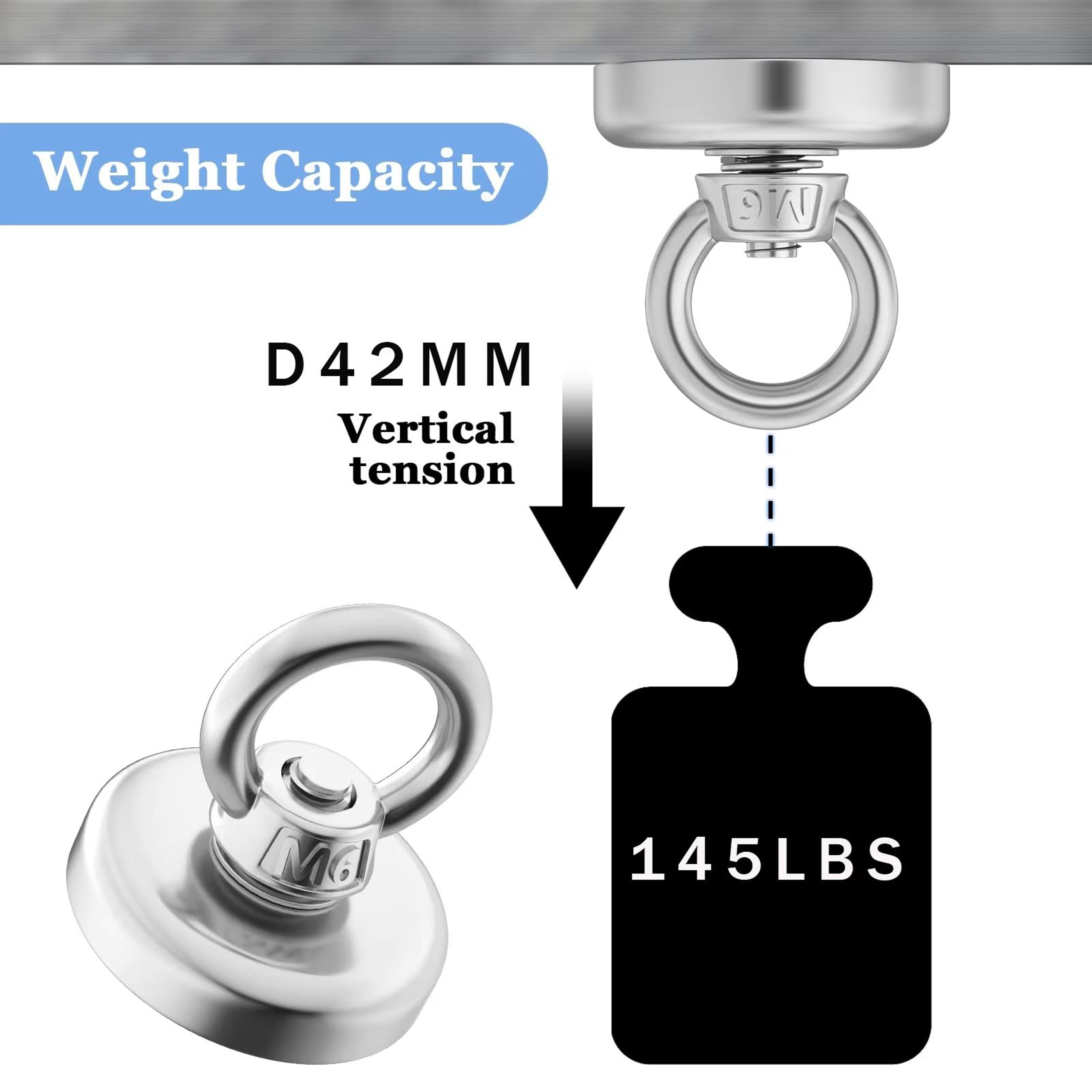UltraGrip HeavyDuty Neodymium Fishing Magnet  Super Strong Salvage Magnet With Countersunk Hole And 3