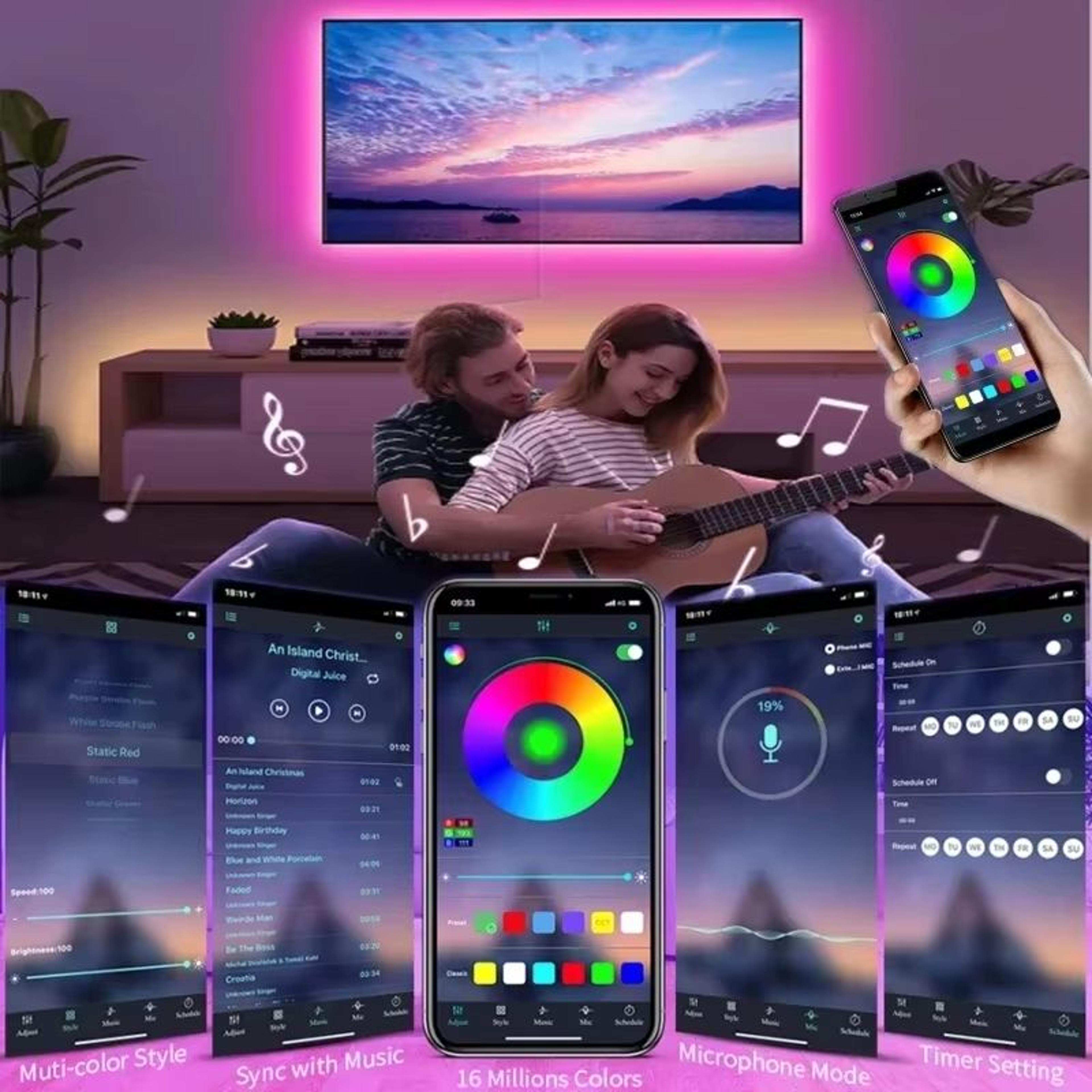 Smart RGB LED Strip Lights With Bluetooth  WiFi App Control  5V USB Powered 5050 Backlight For TV R 4