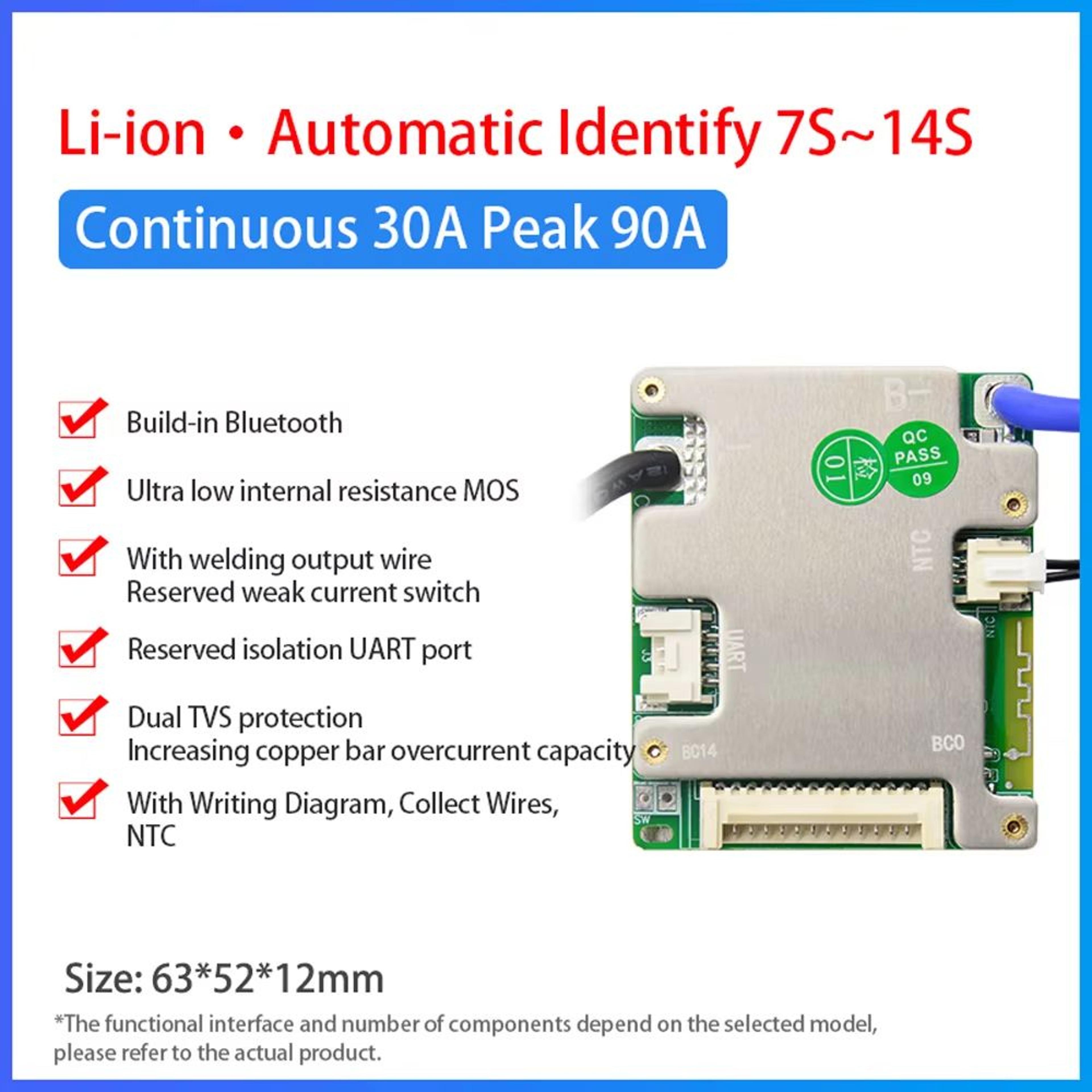 JiaBaiDa Smart Battery Management System 7S14S 20A30A  Intelligent BMS For 24V 36V 48V LFP  NMC Bat 4