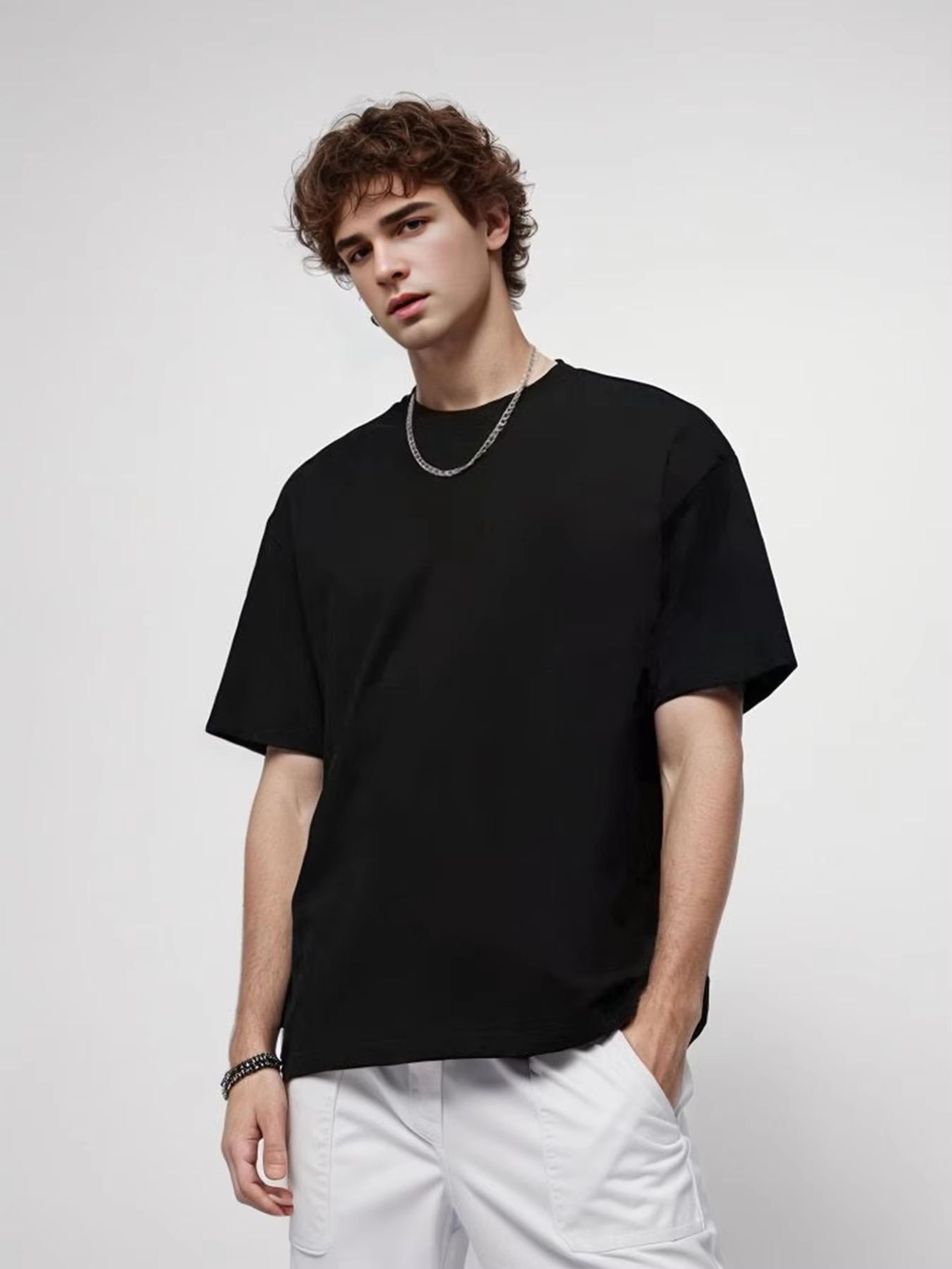 UrbanEdge 280gsm Heavy Cotton Oversized TShirt For Men  Premium Solid Color Short Sleeve Tee 4