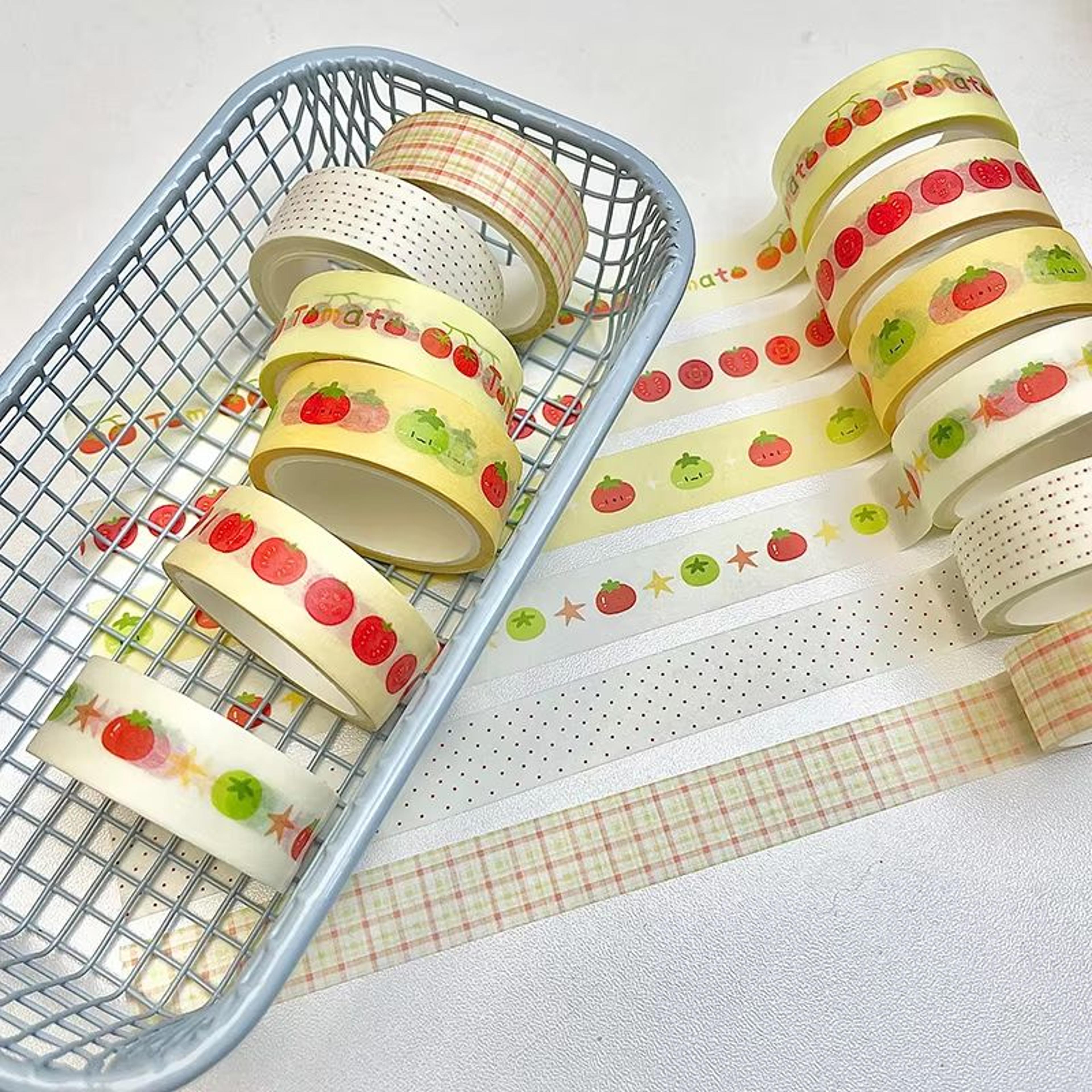 MINKYS Fruit Washi Tape Set  6pcs Cute Strawberry  Apple Decorative Tape For Journaling Scrapbookin 11