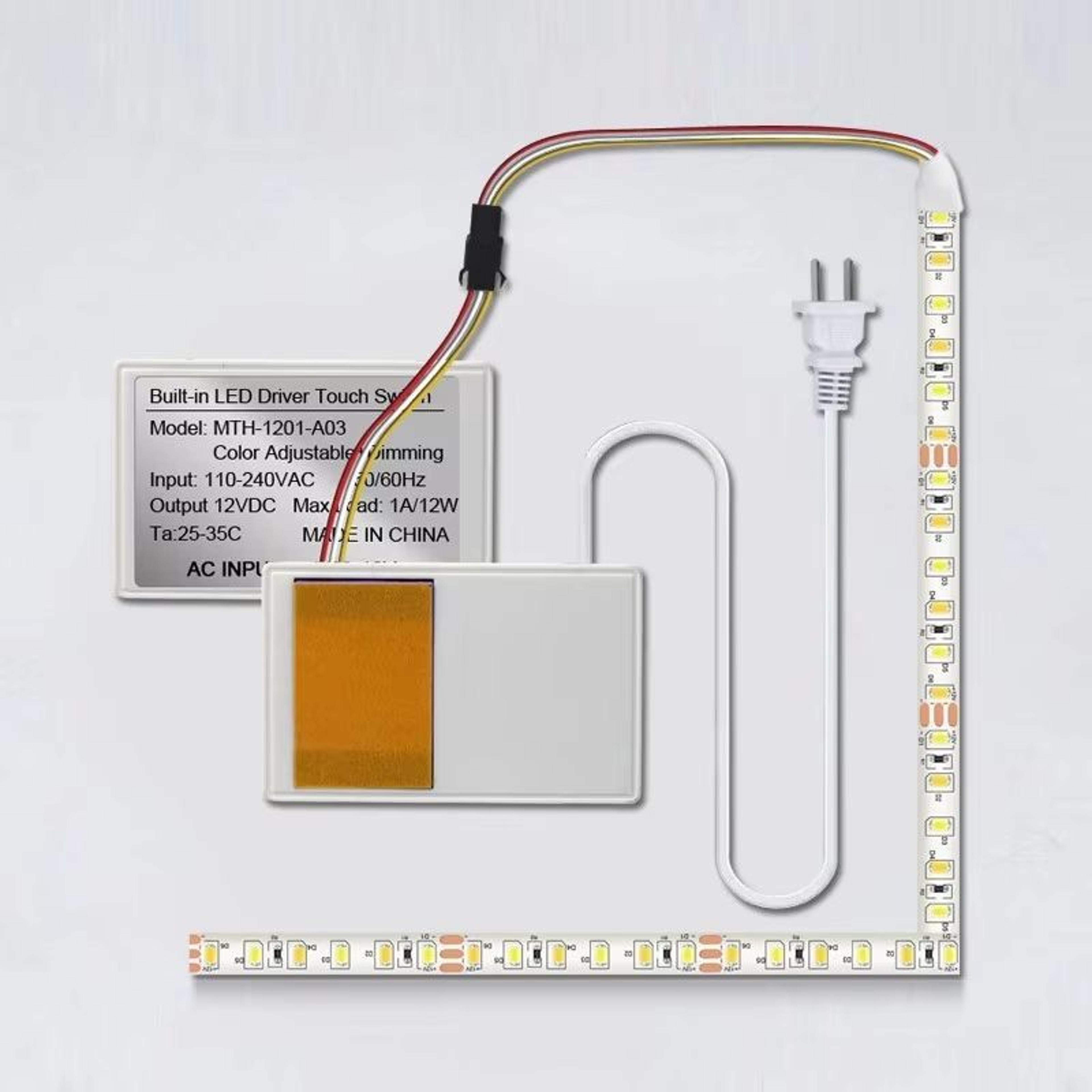 LumiTouch 12V LED Smart Mirror Switch  Adjustable Brightness Touch Sensor Kit For Bathroom  Makeup  13