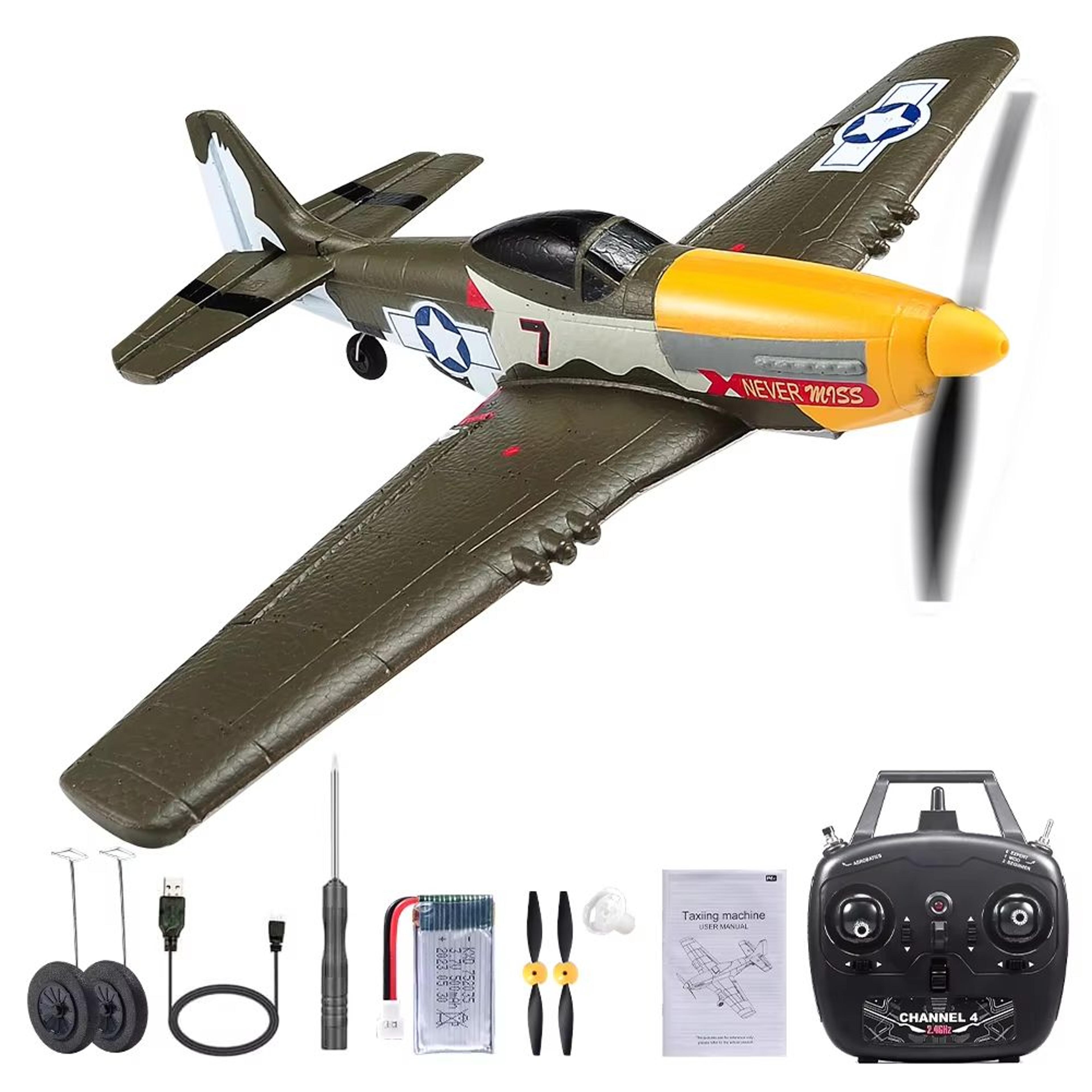 P51 Mustang 24G 4CH RC Plane  Foam Fighter Jet With 6Axis Gyro  OneKey Aerobatic Flight 5