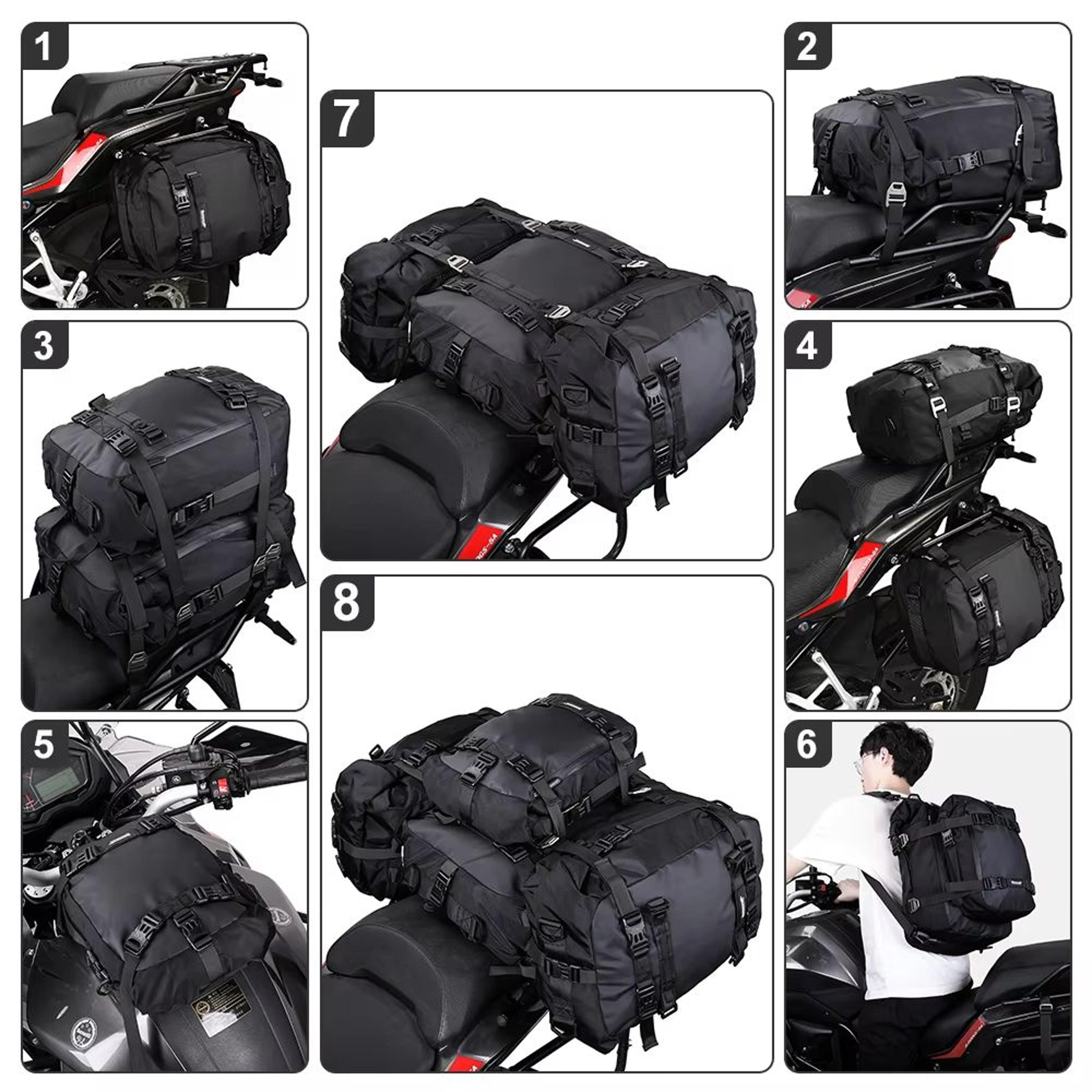 Rhinowalk Waterproof Motorcycle Tail Bag 30L  Expandable Rear Seat  Saddle Luggage For Touring Comm 4