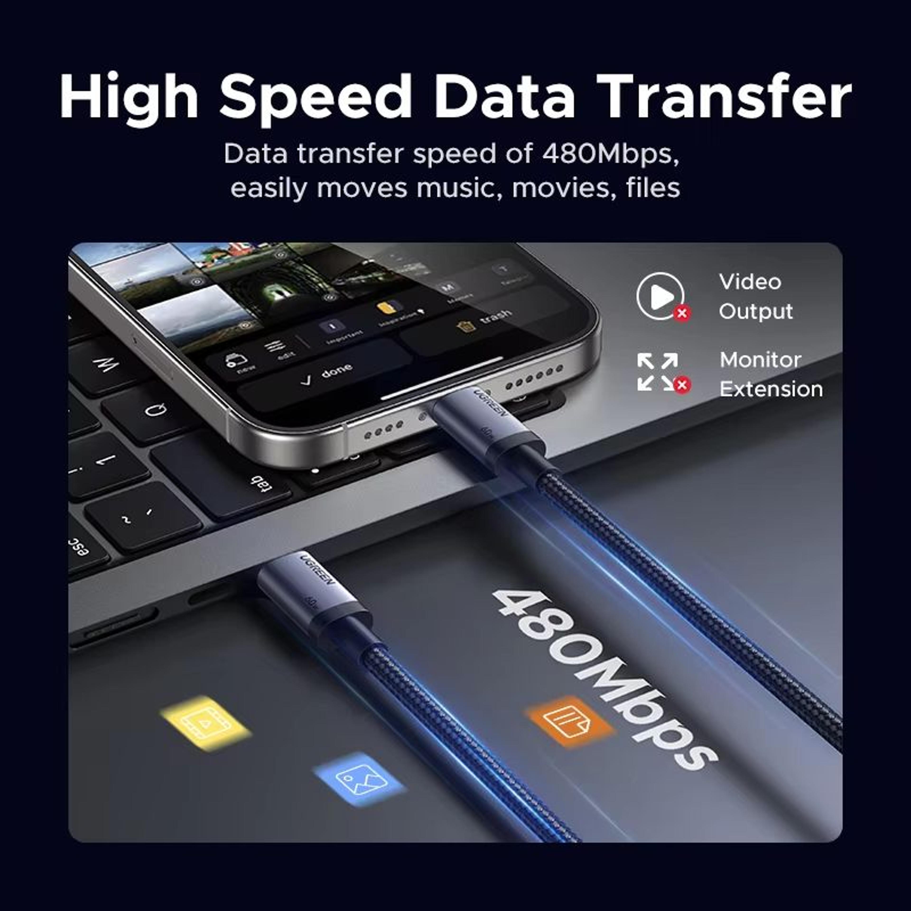 UGREEN USBC PD60W Fast Charging Cable  HighSpeed Data  Power Delivery Cord For IPhone 171615 Samsun 2