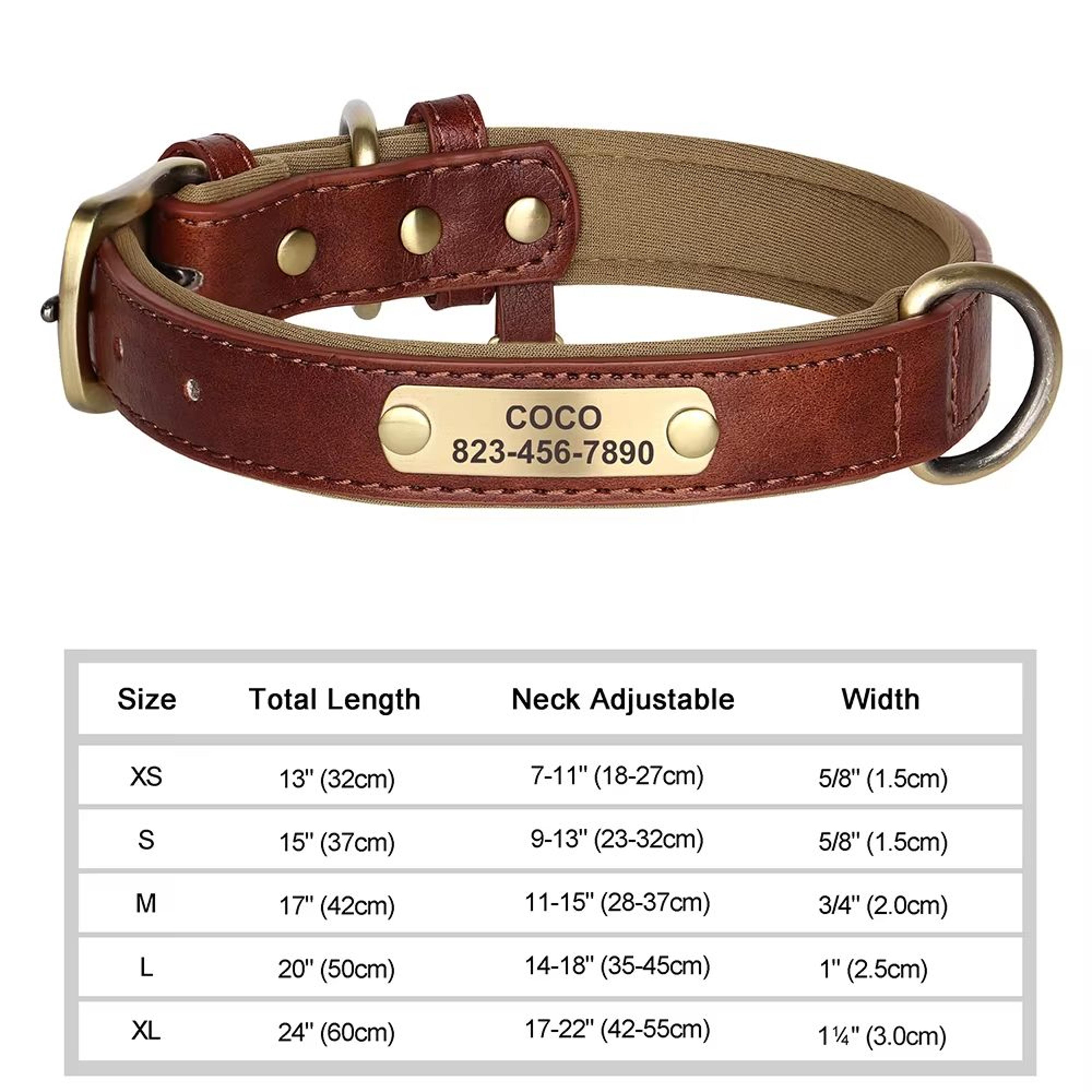 Custom Engraved PU Leather Dog Collar With Personalized ID Nameplate 8