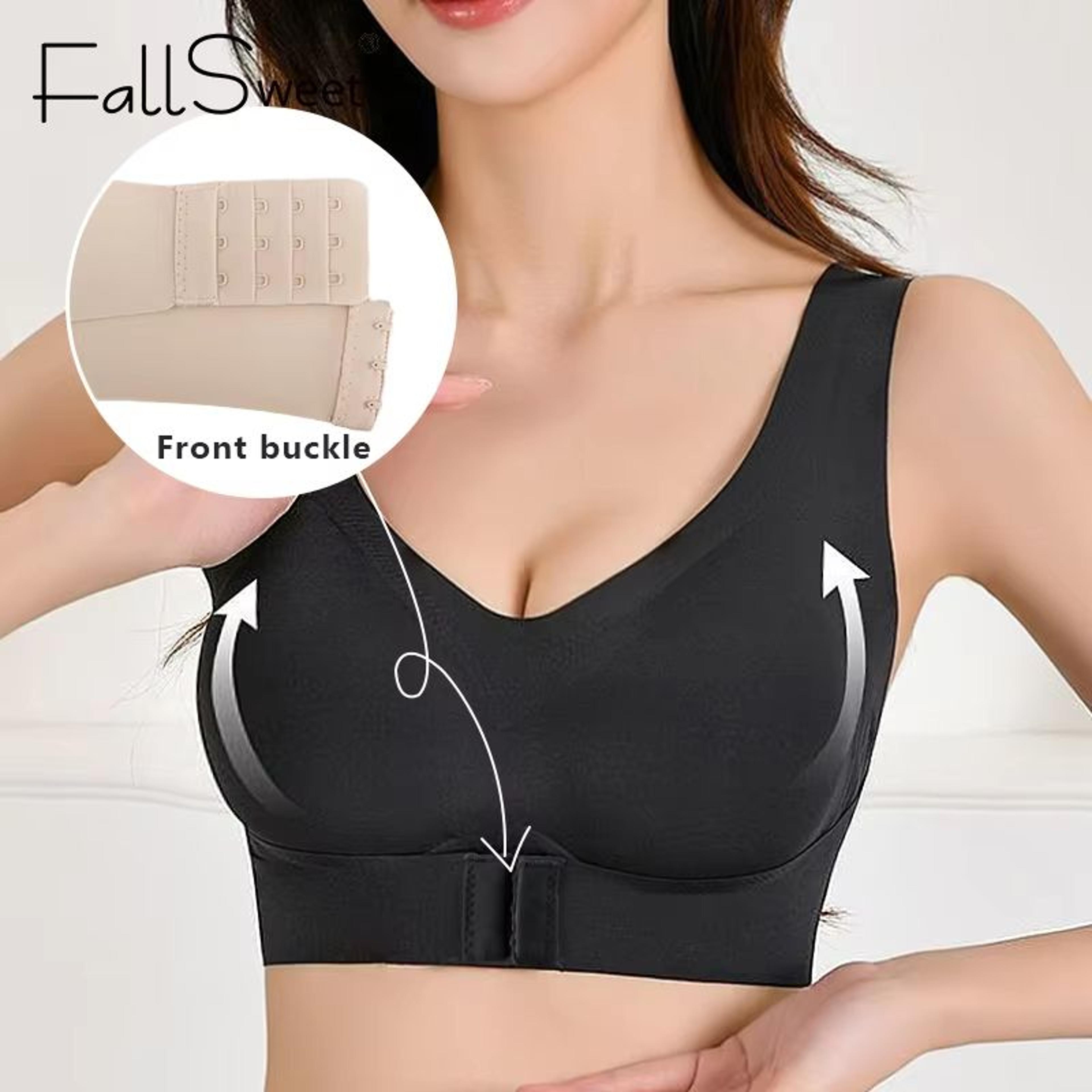 FallSweet Seamless Posture Support Bra  Wireless PushUp Comfort With Cross Back Design 2