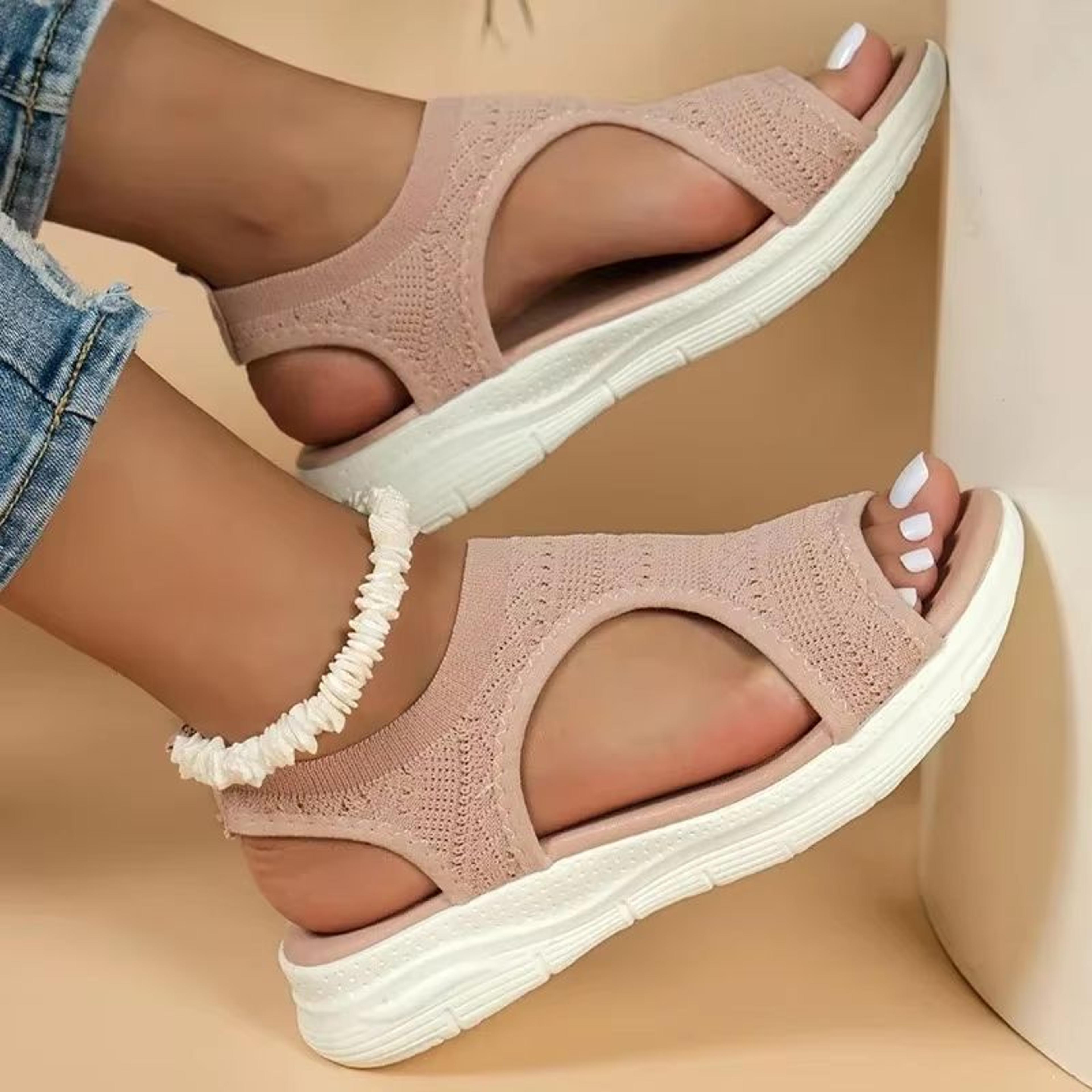 ElegantStride Womens Wedge Sandals  Breathable FlyKnit Comfort With Chic OpenToe Design 2