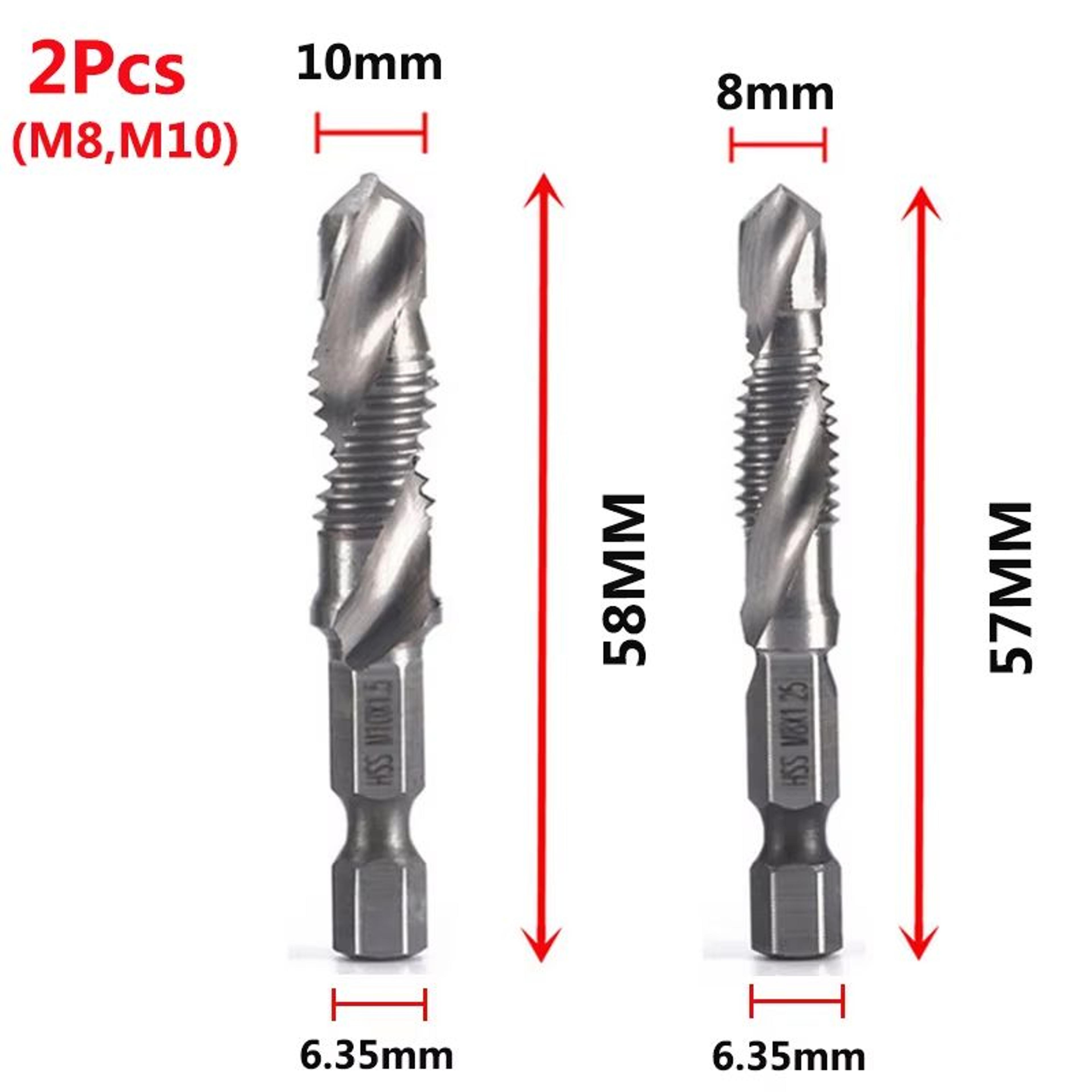 Titanium Plated HSS Hex Shank Screw Tap Drill Bits  Metric M3M10 16