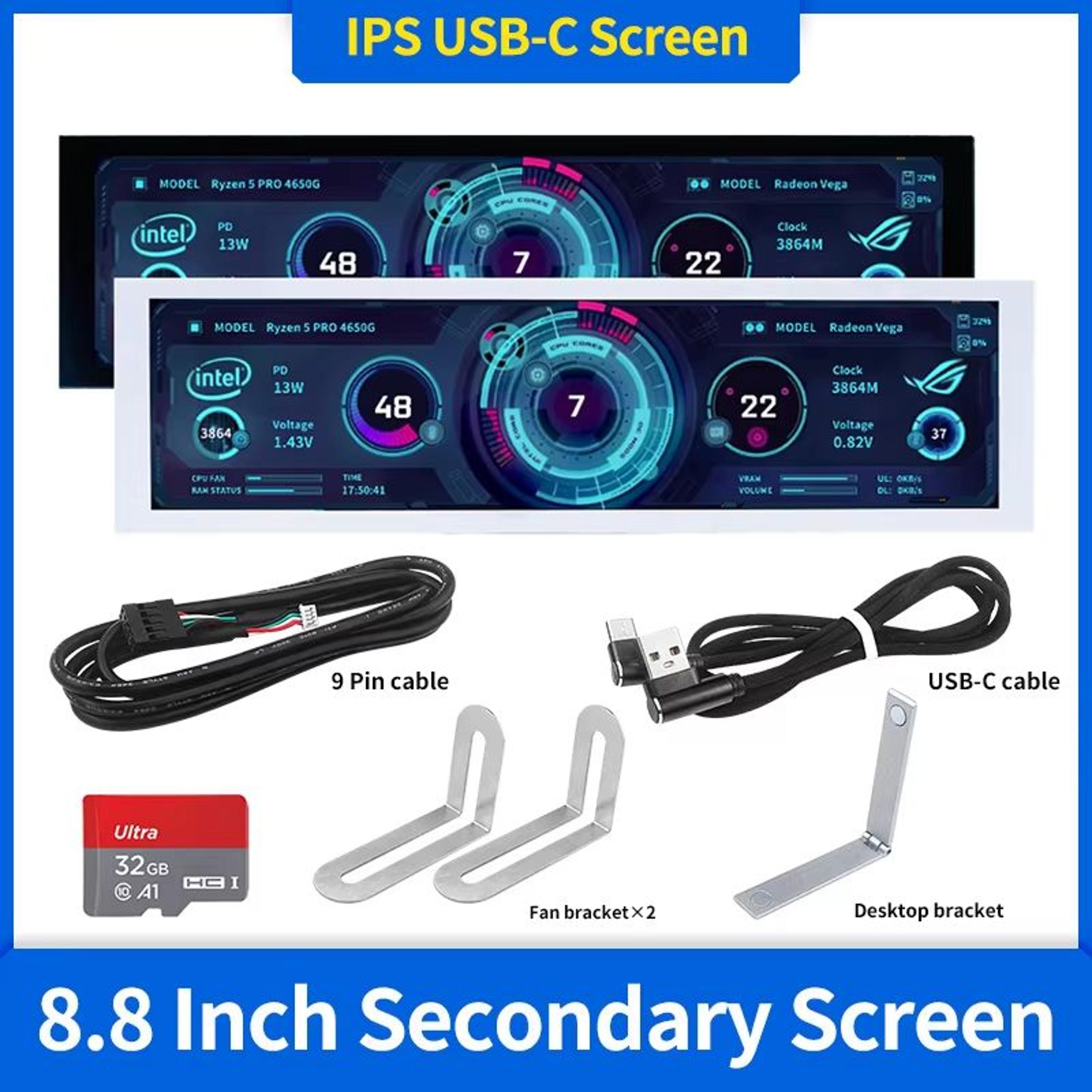 UltraCompact 88 Inch IPS USBC Secondary Smart Display  Portable Monitor For Laptop  Desktop 0