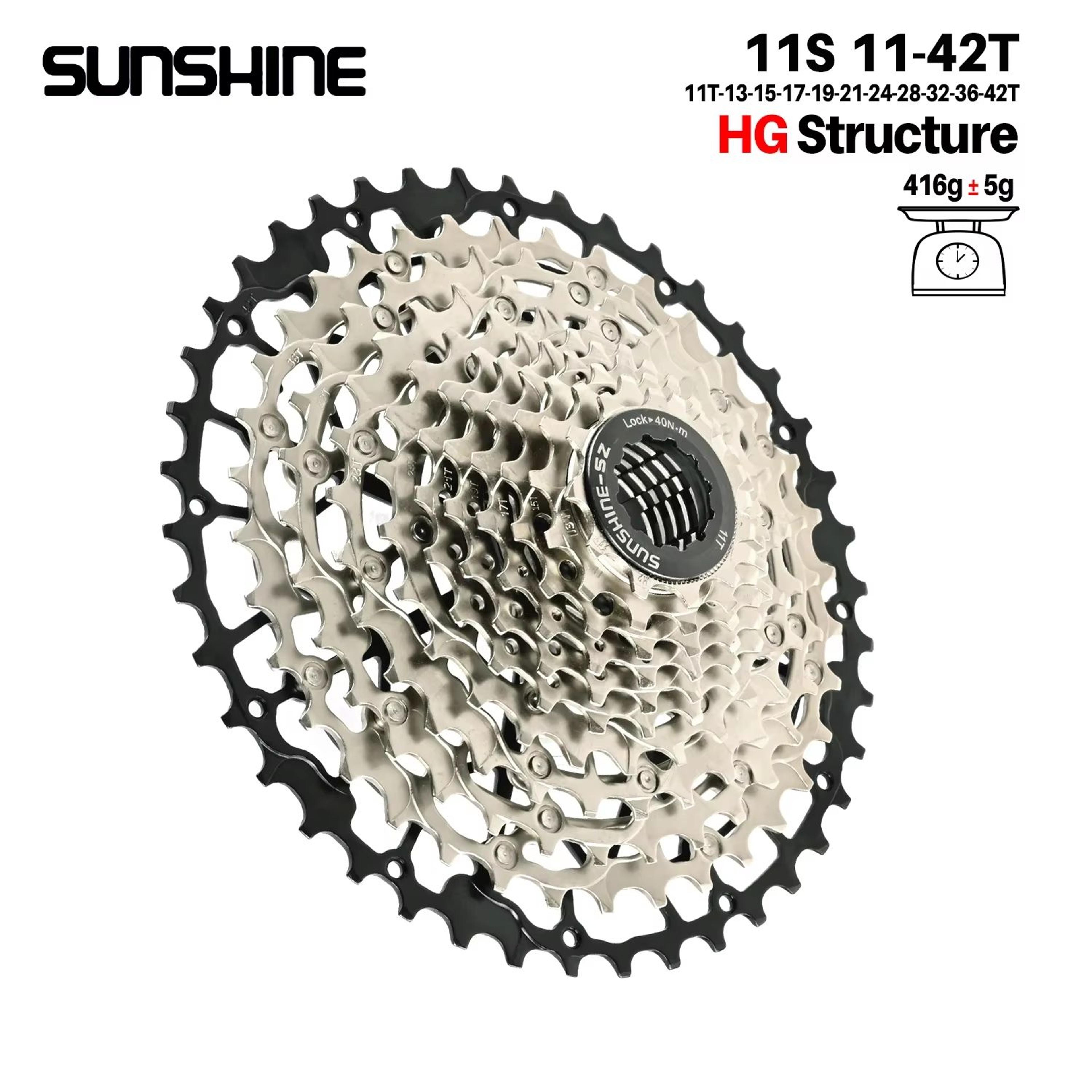 SUNSHINE Ultralight HG CarbonSteel Cassette 913 Speed  Performance Drivetrain Upgrade 14