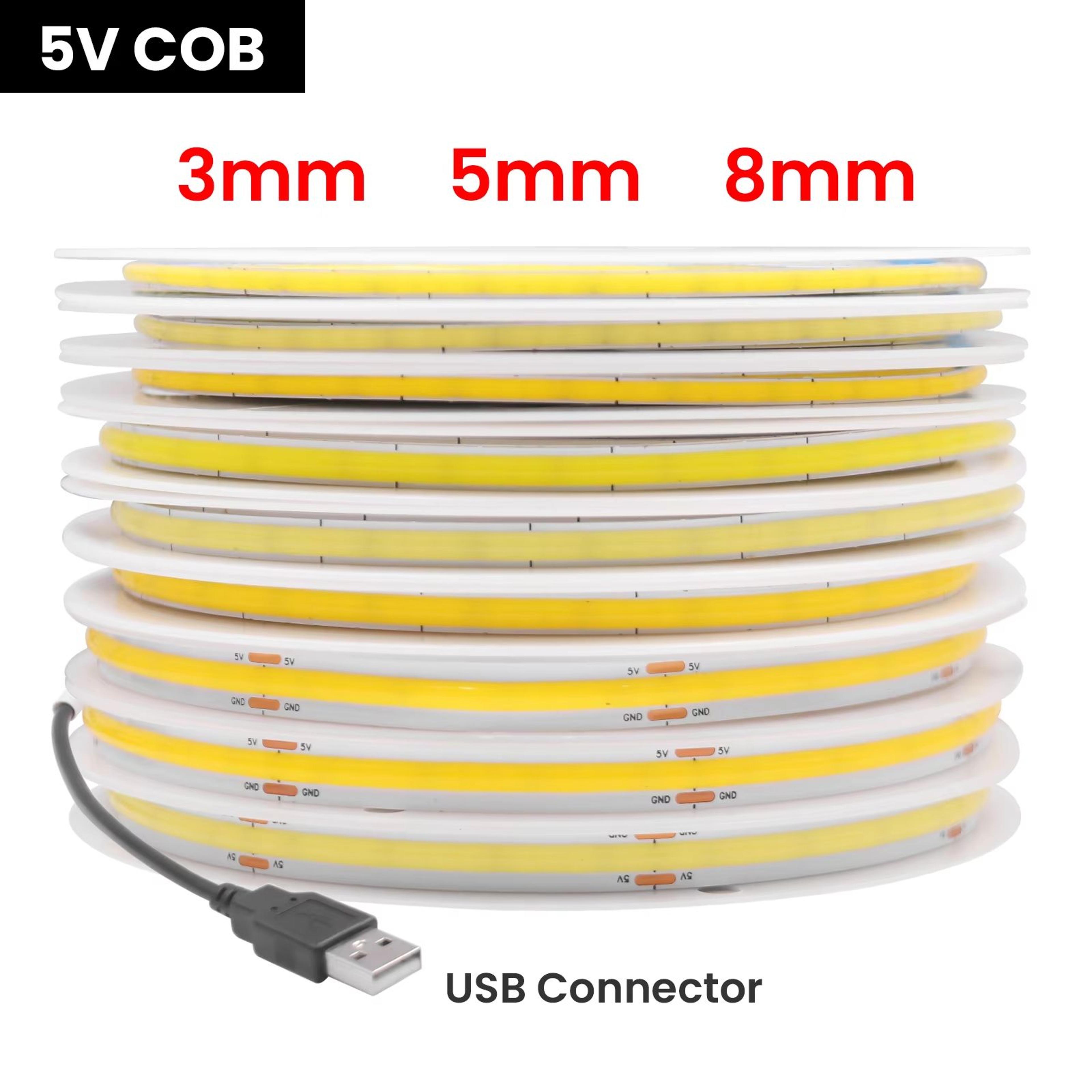 UltraSlim USB 5 V COB LED Strip Light  MultiColour Flexible Ribbon For TV BackLight  Home Decor 1