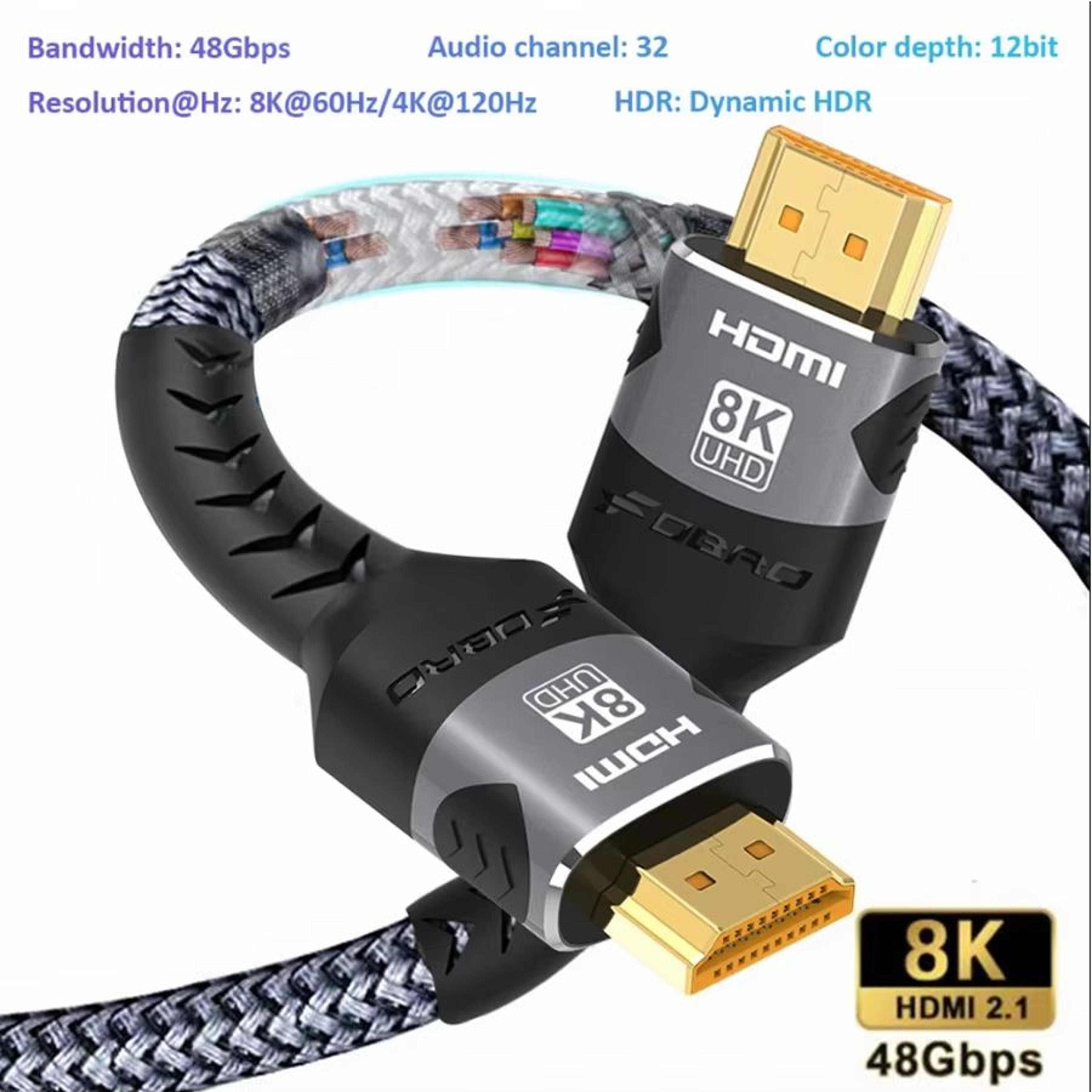 UltraHighSpeed HDMI 21 Braided Cable 4K At 120Hz  8K A60Hz  48 Gbps Transfer  DTSX  HDR10  PS5  Lap 0