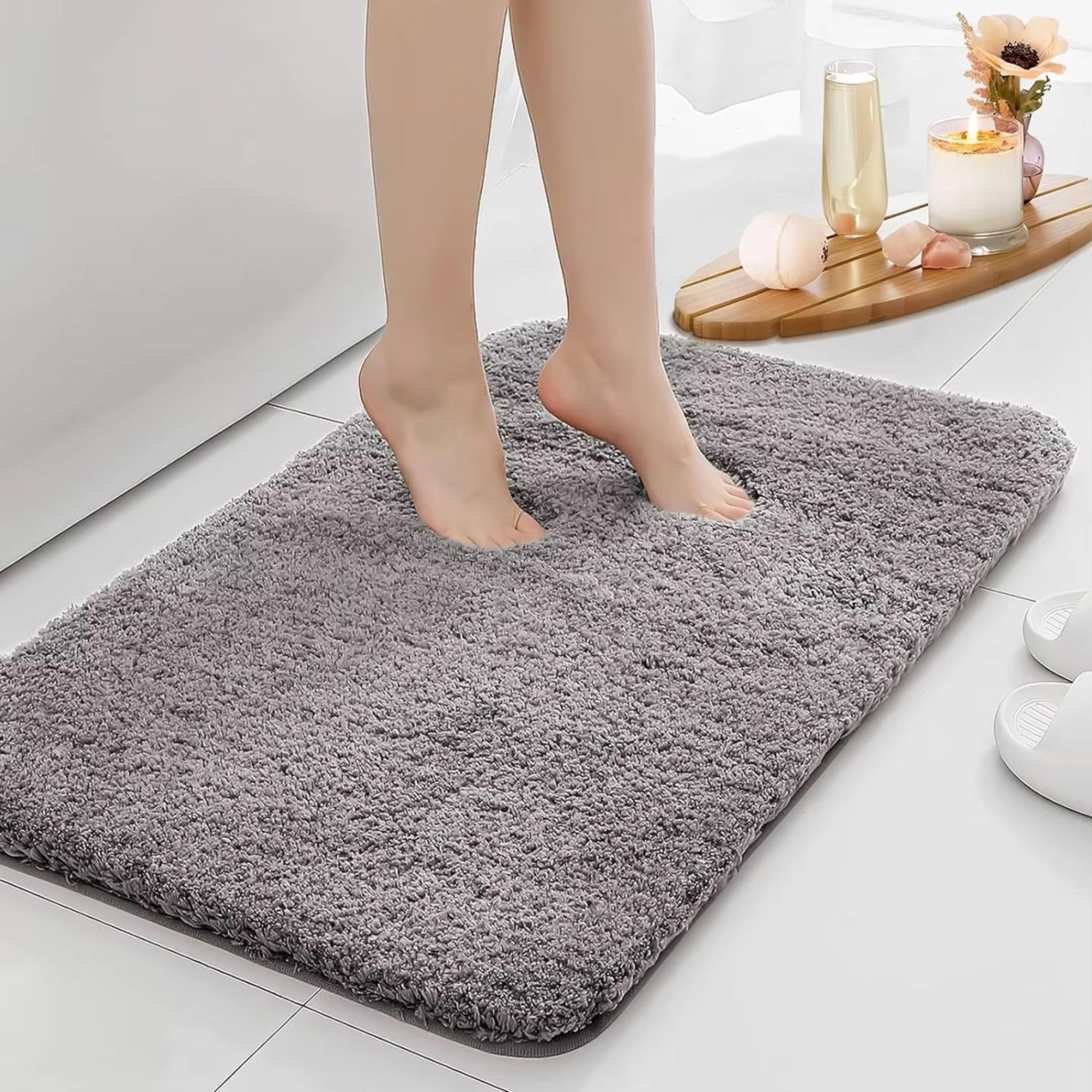 UltraAbsorbent AntiSlip Bathroom Mat  Thick LongHair MachineWashable Toilet Rug 9