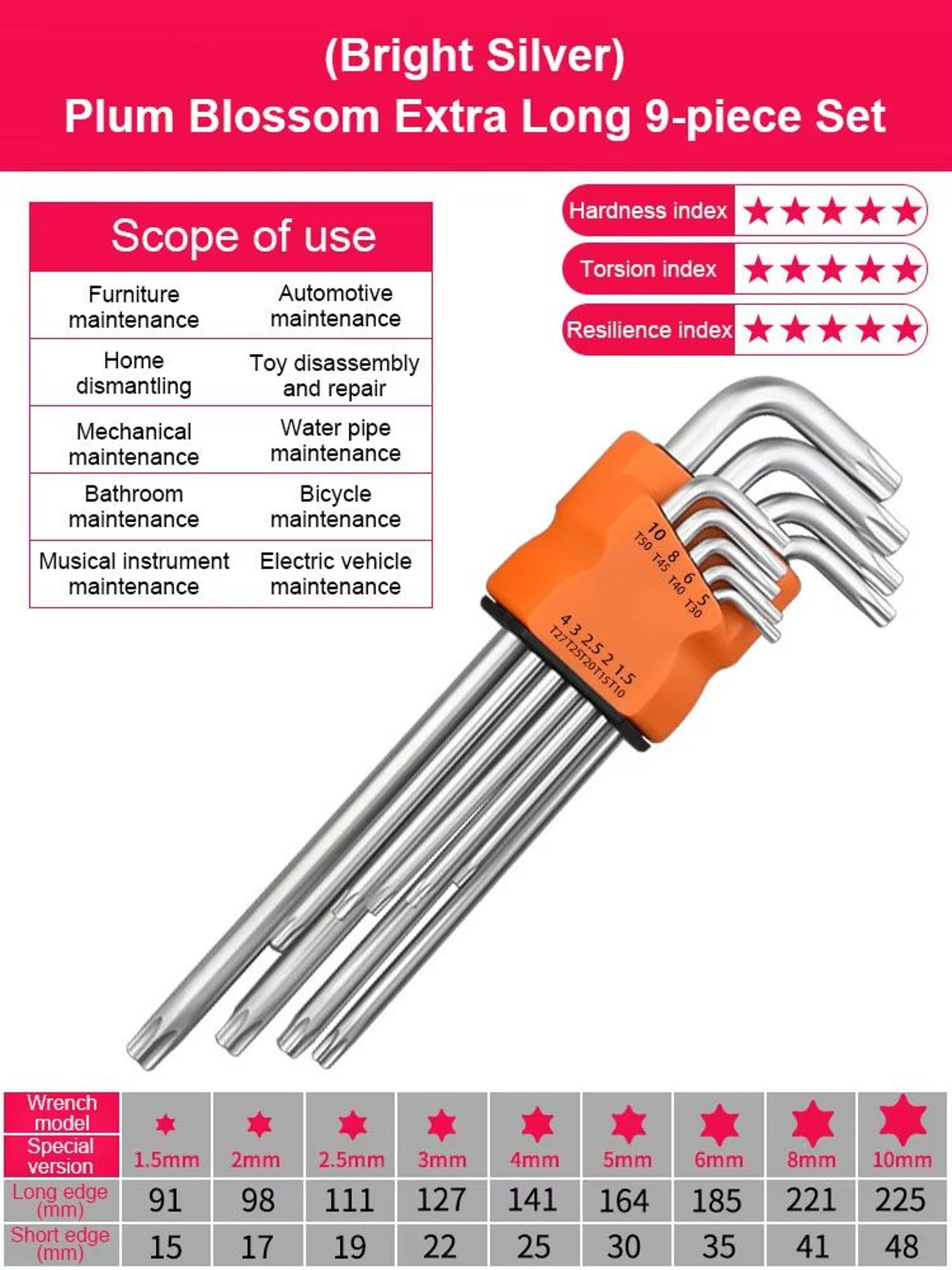 9Piece DualEnd LType Torx Star Wrench Set  Precision Plum Blossom Allen Keys For Hand Repair 8