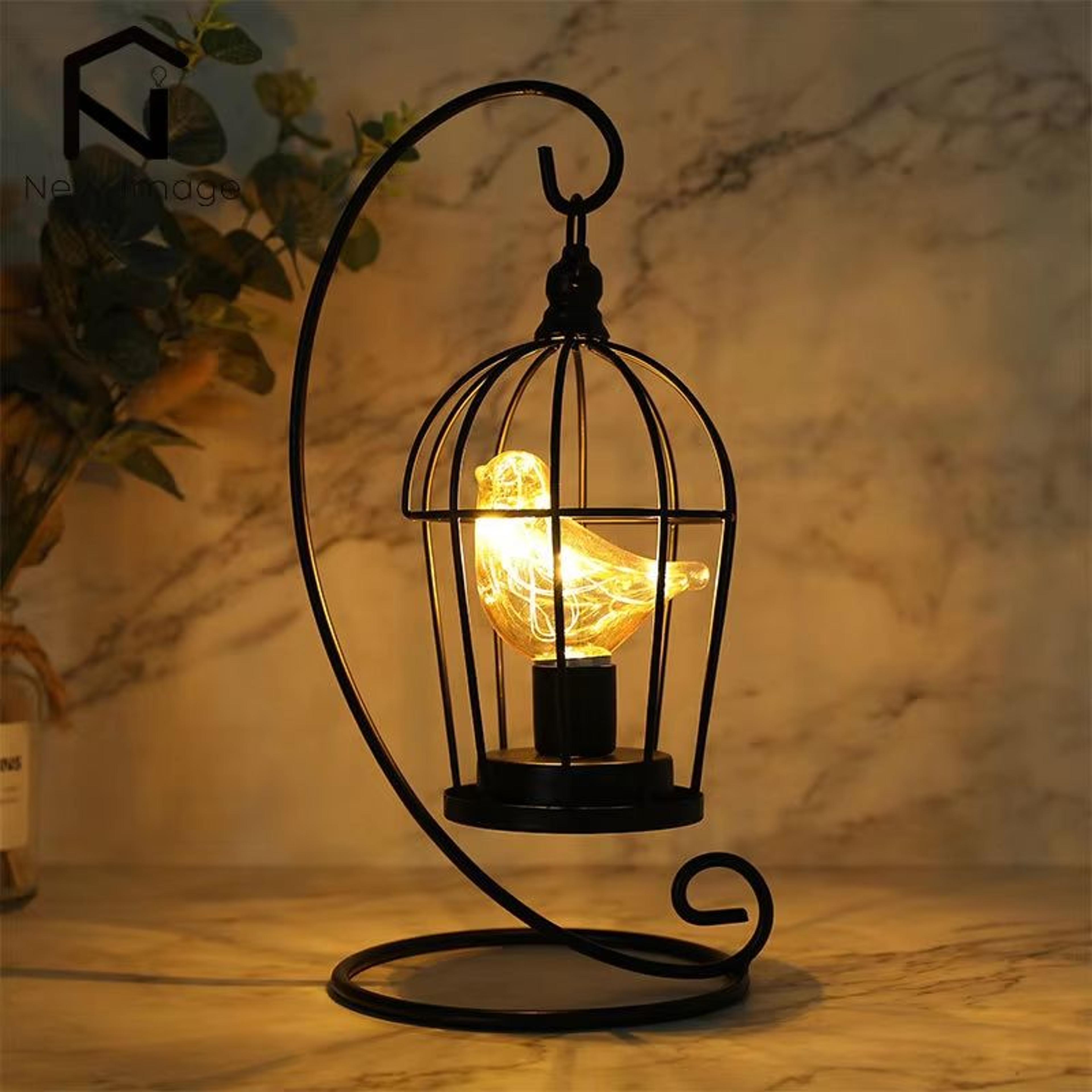 Birdcage Decorative Table Lamp  Cordless Accent Light With Warm White Fairy Lights For Home  Event  7