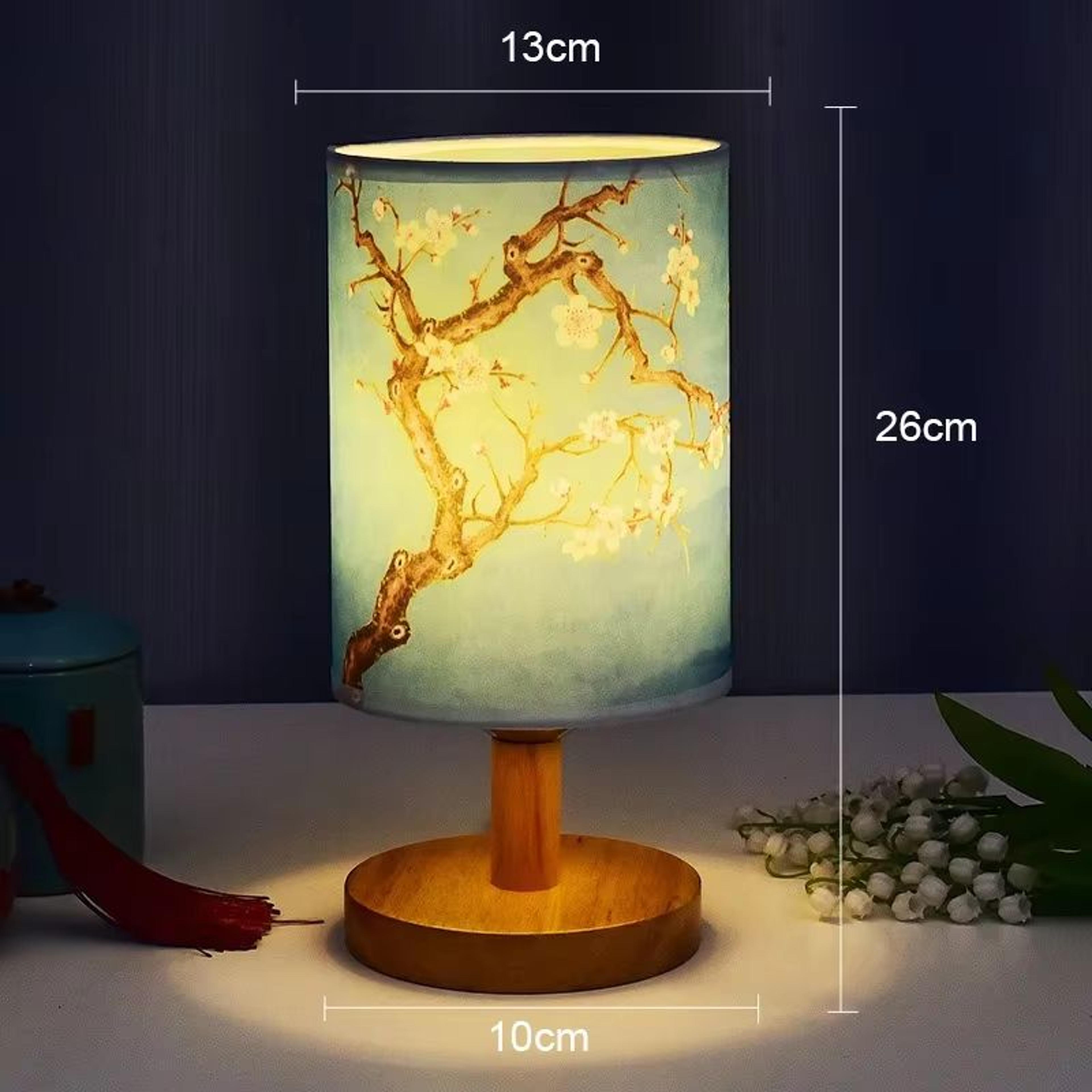Modern Square ChineseStyle Fabric Table Lamp  Dimmable LED Bedside Light With EU Plug 7