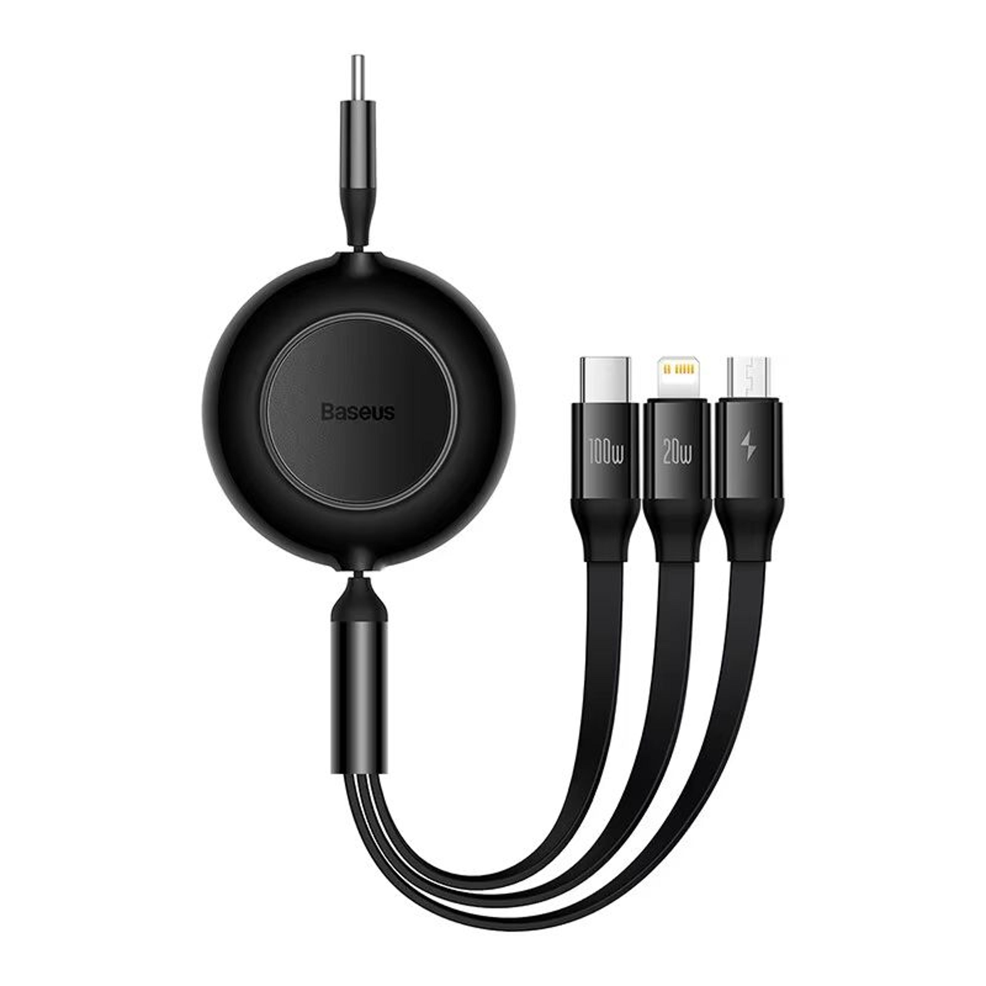 Baseus 100 W 3in1 Retractable Fast Charging Cable  USBC Lightning  Micro USB In One 7