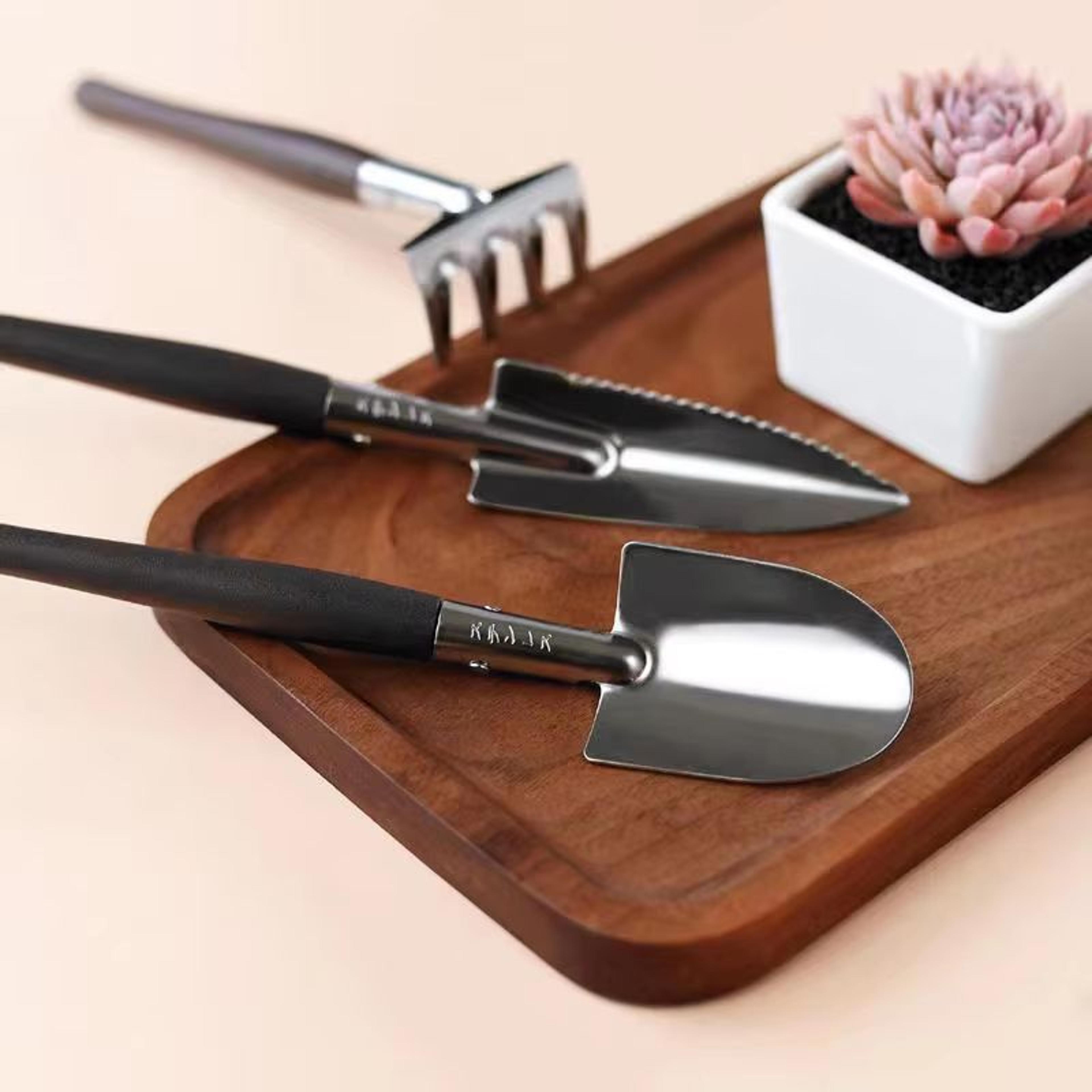 Aluminum Garden Tool Set  3pc Mini Shovel  Rake For Succulents  Loose Soil 3