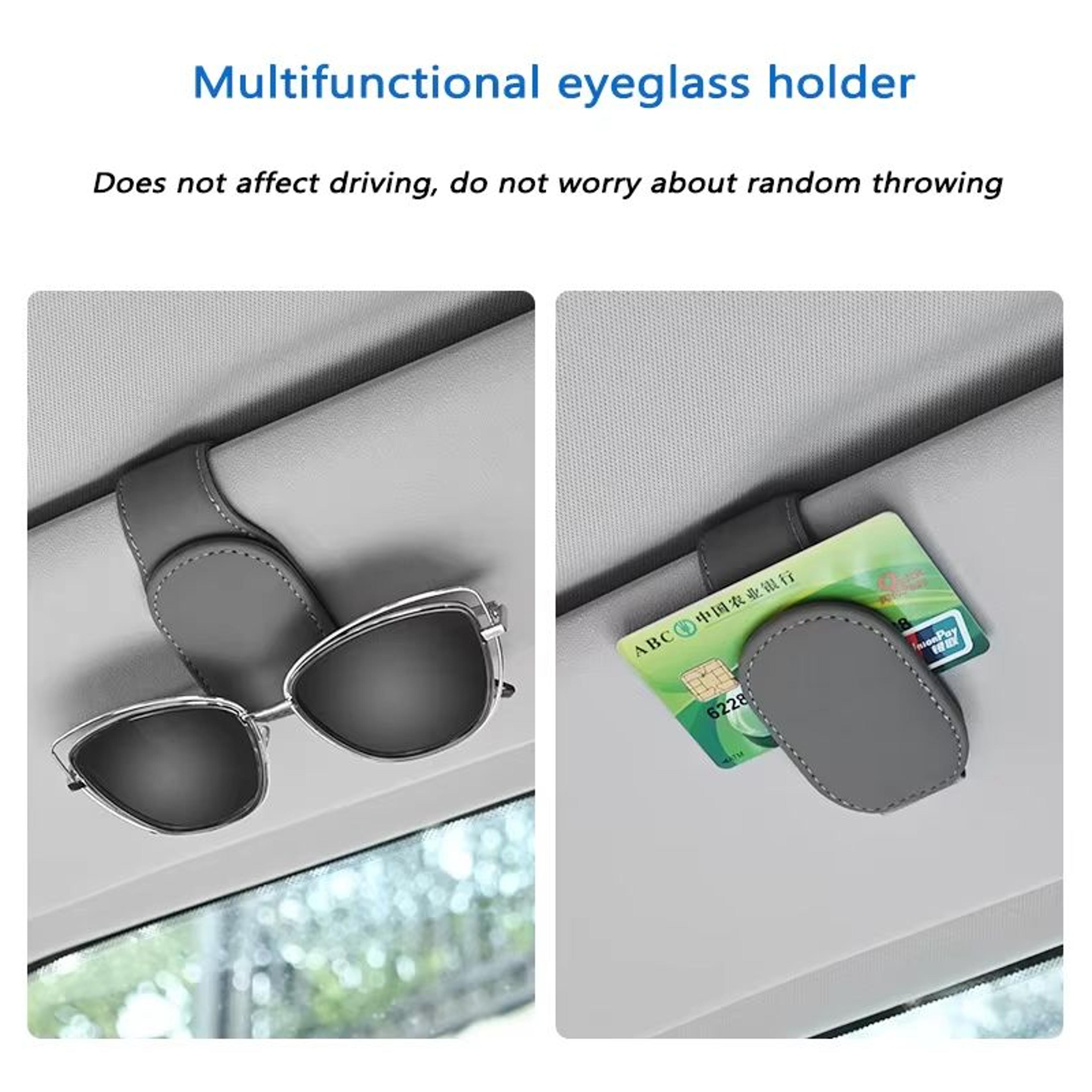 DriverLux Magnetic Leather Eyeglass  Ticket Clip  Universal Car Visor Sunglasses Holder 1