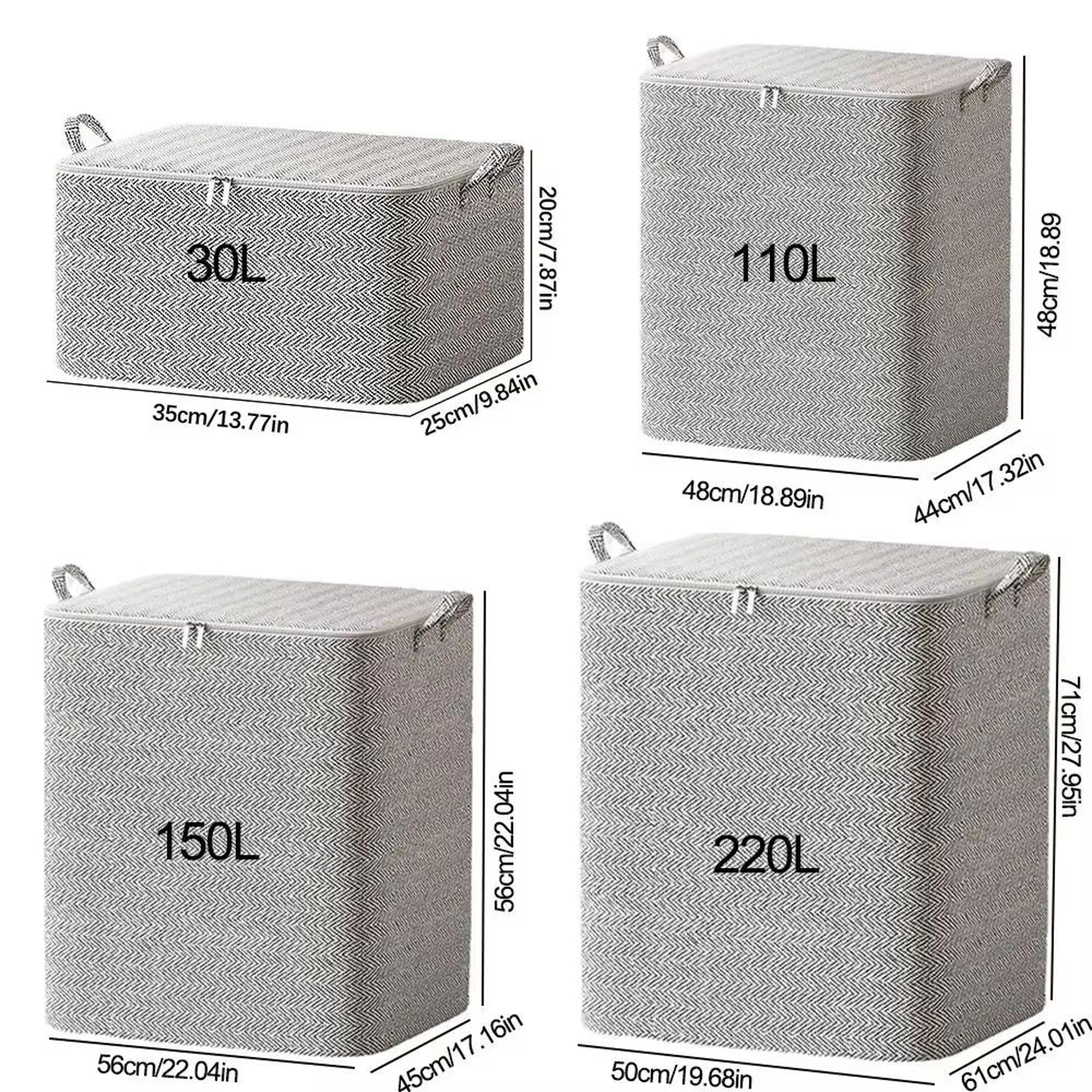 HeavyDuty NonWoven Quilt  Clothes Storage Bag With Lid And Zipper Large Capacity DustProof Organize 5