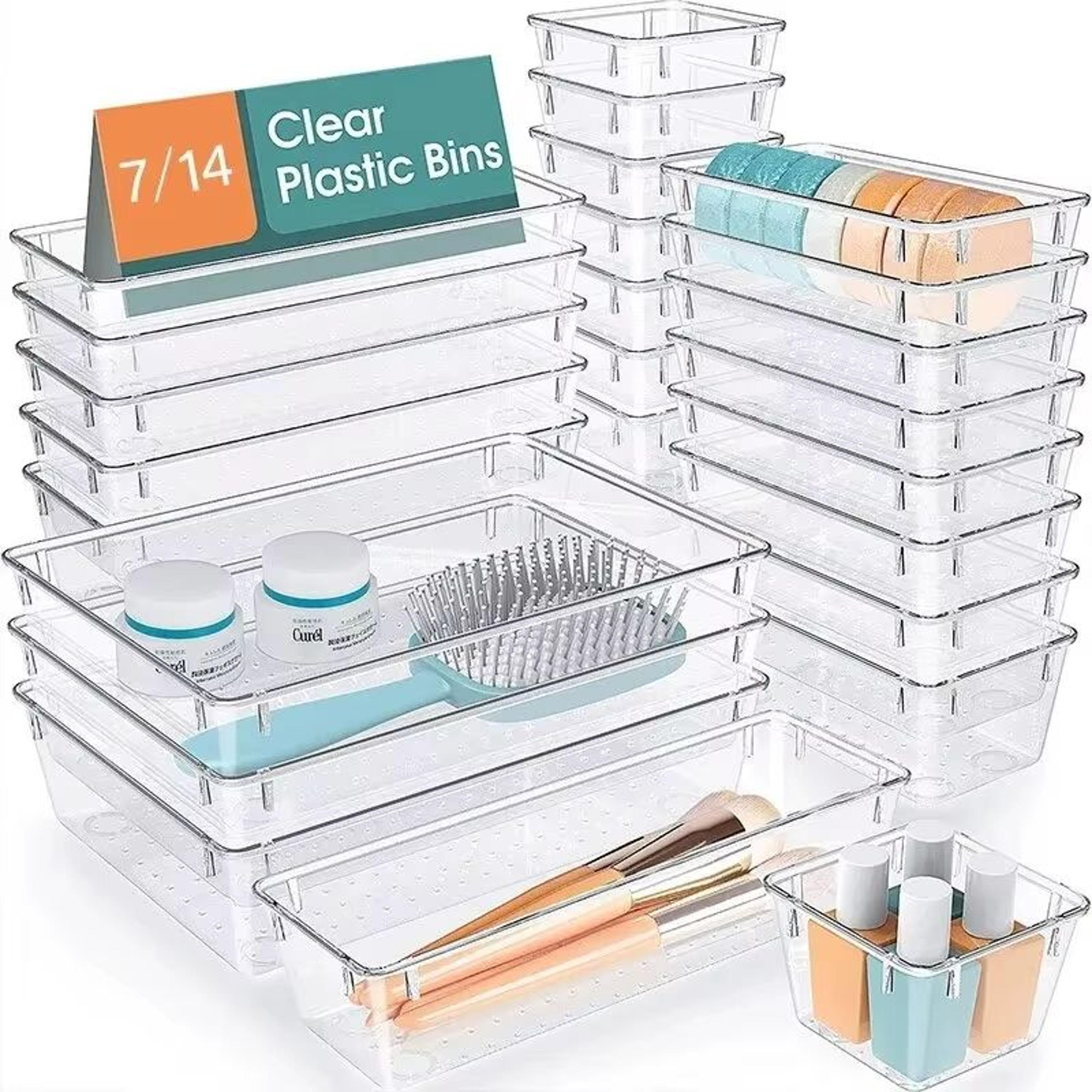 ClearView Modular Plastic Drawer Organizer Set 2 714 Pcs  Dividers  Bins For Desk Dresser  Office 0