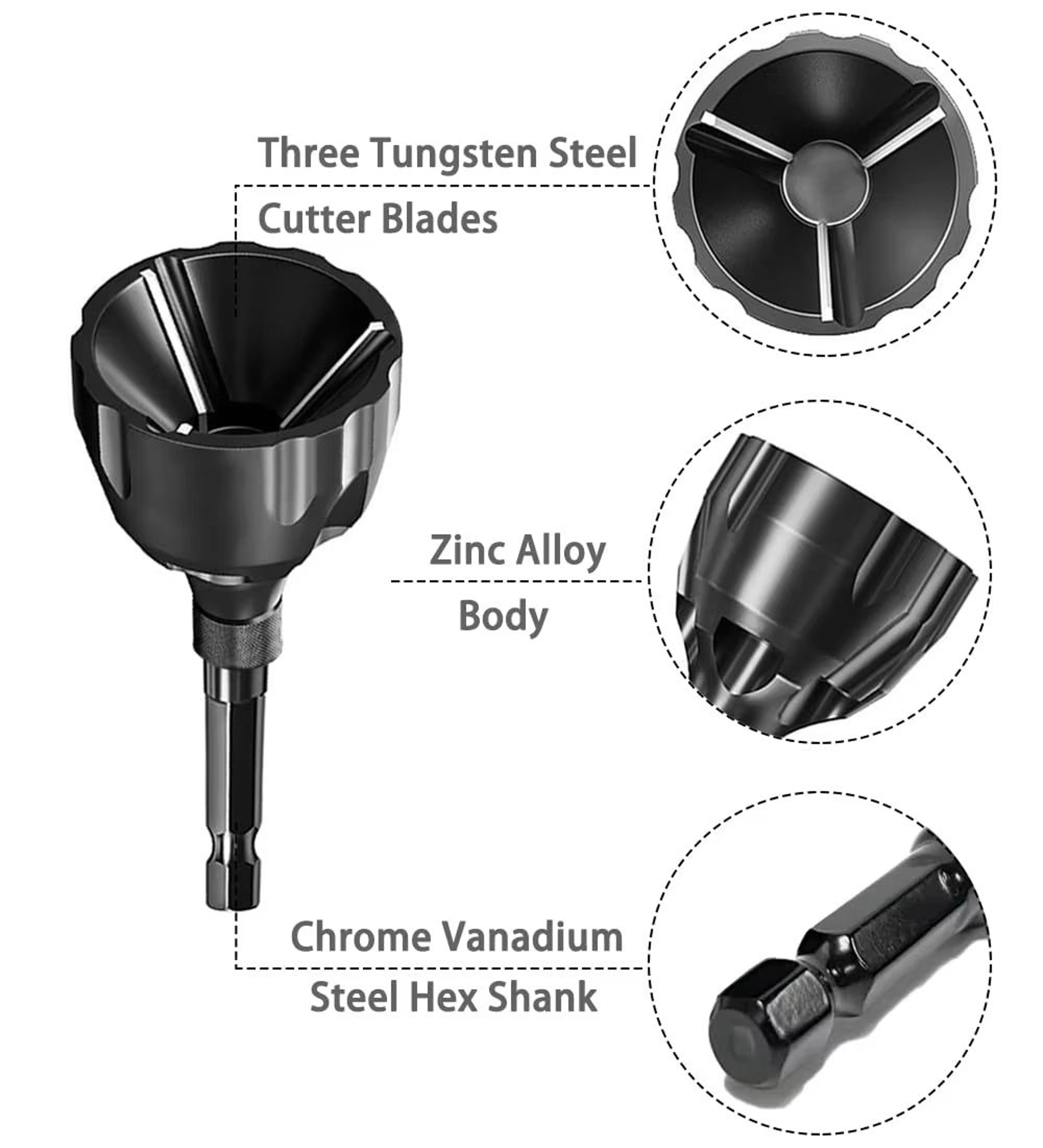 JUSTINLAU Tungsten Steel Chamfer Deburring Tool  Precision Burr Removal For Screws Rods  Bolts 4