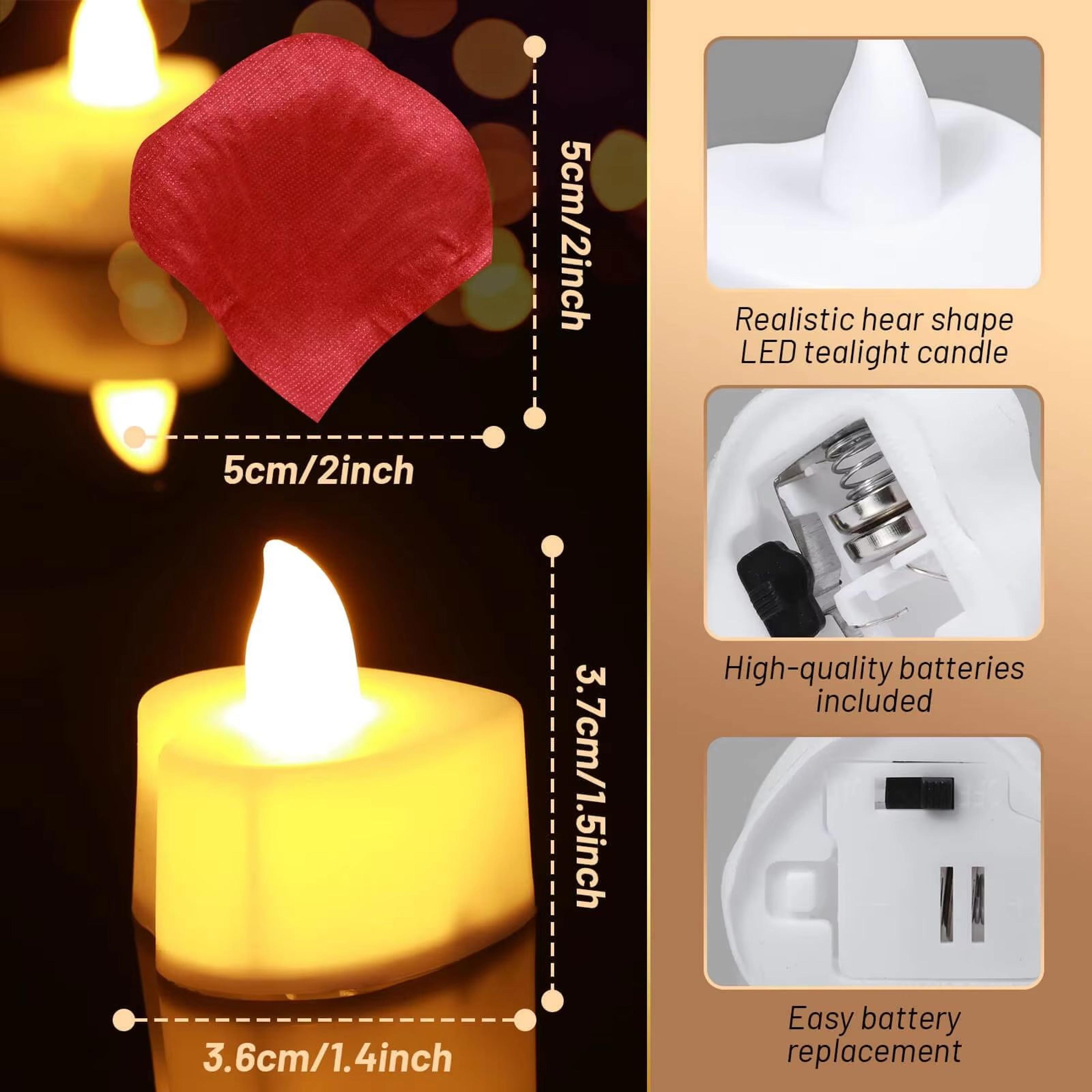 Romantic LED Heart Candle  Rose Petal Set  2448 Pack Flameless Tea Lights For Weddings Anniversarie 2