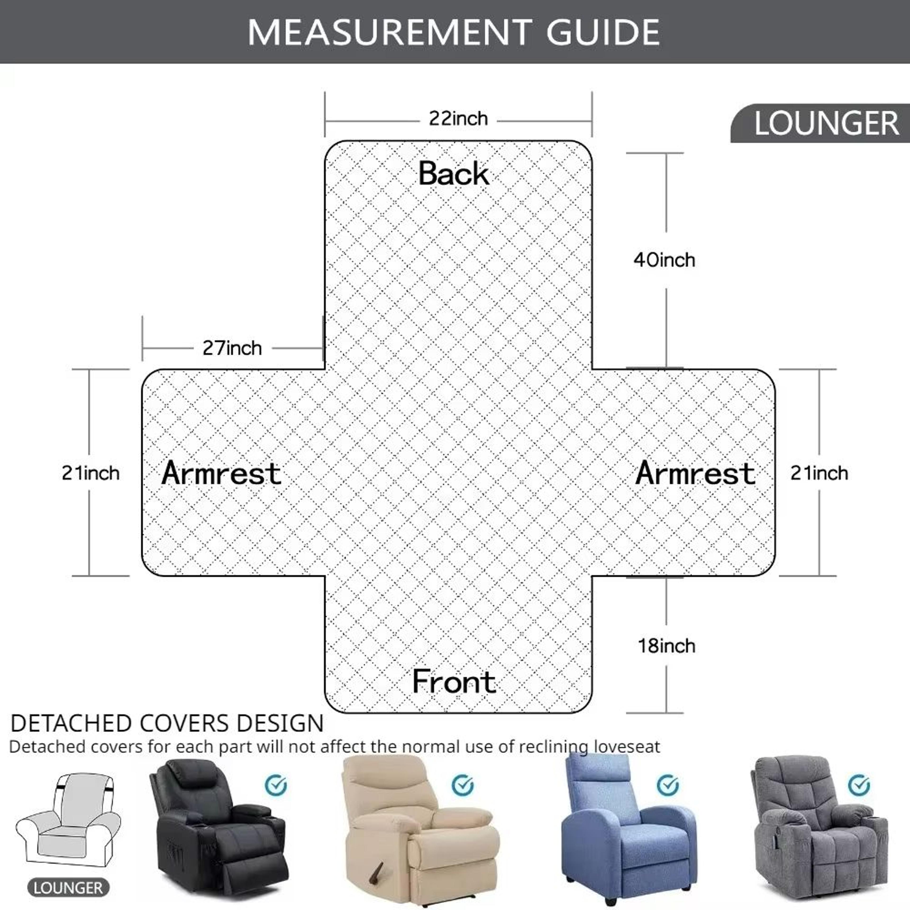 ProtectEase Deluxe Quilted Recliner Cover  Waterproof Armchair  SingleDouble Sofa Protector With Si 2