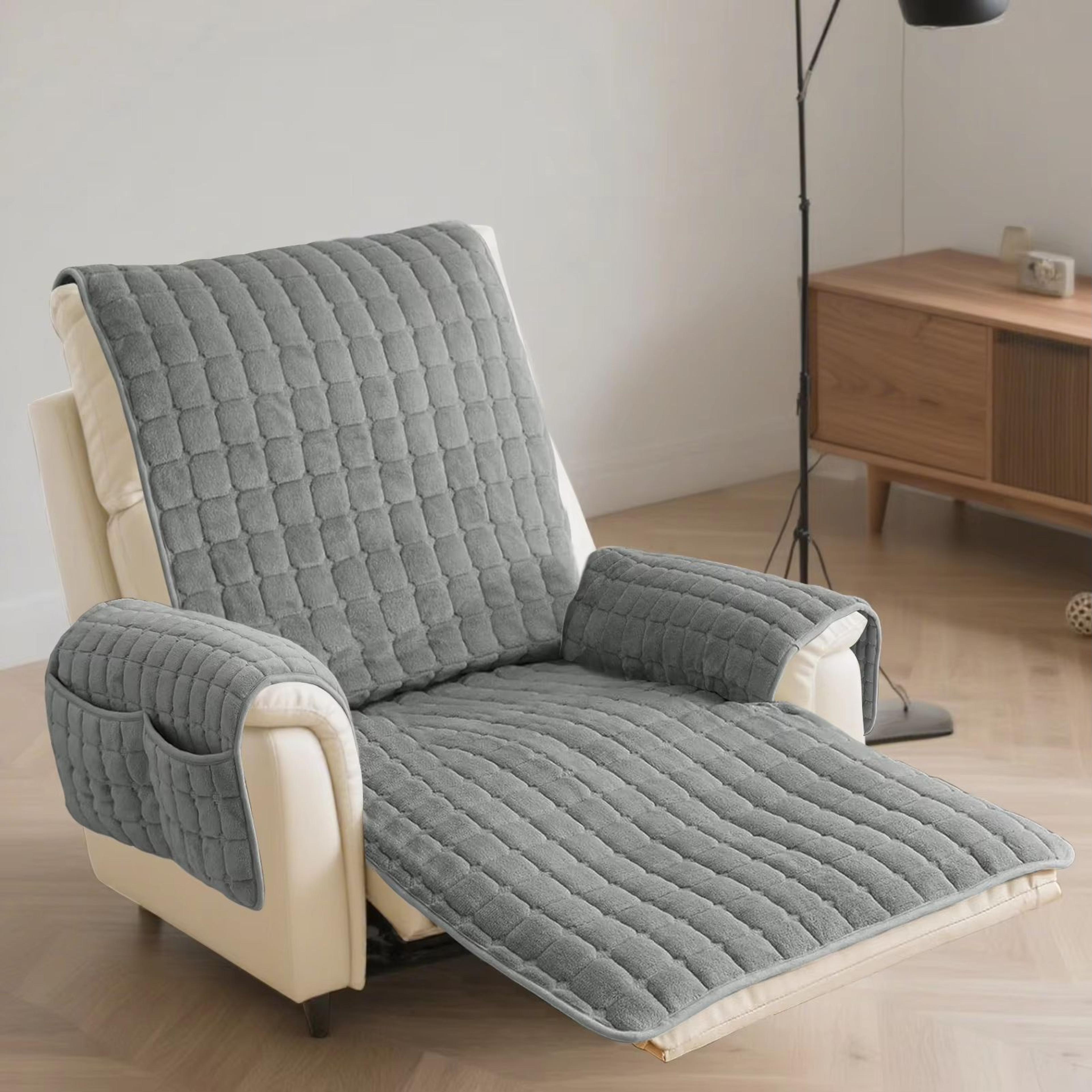 ProtectEase Deluxe Quilted Recliner Cover  Waterproof Armchair  SingleDouble Sofa Protector With Si 4