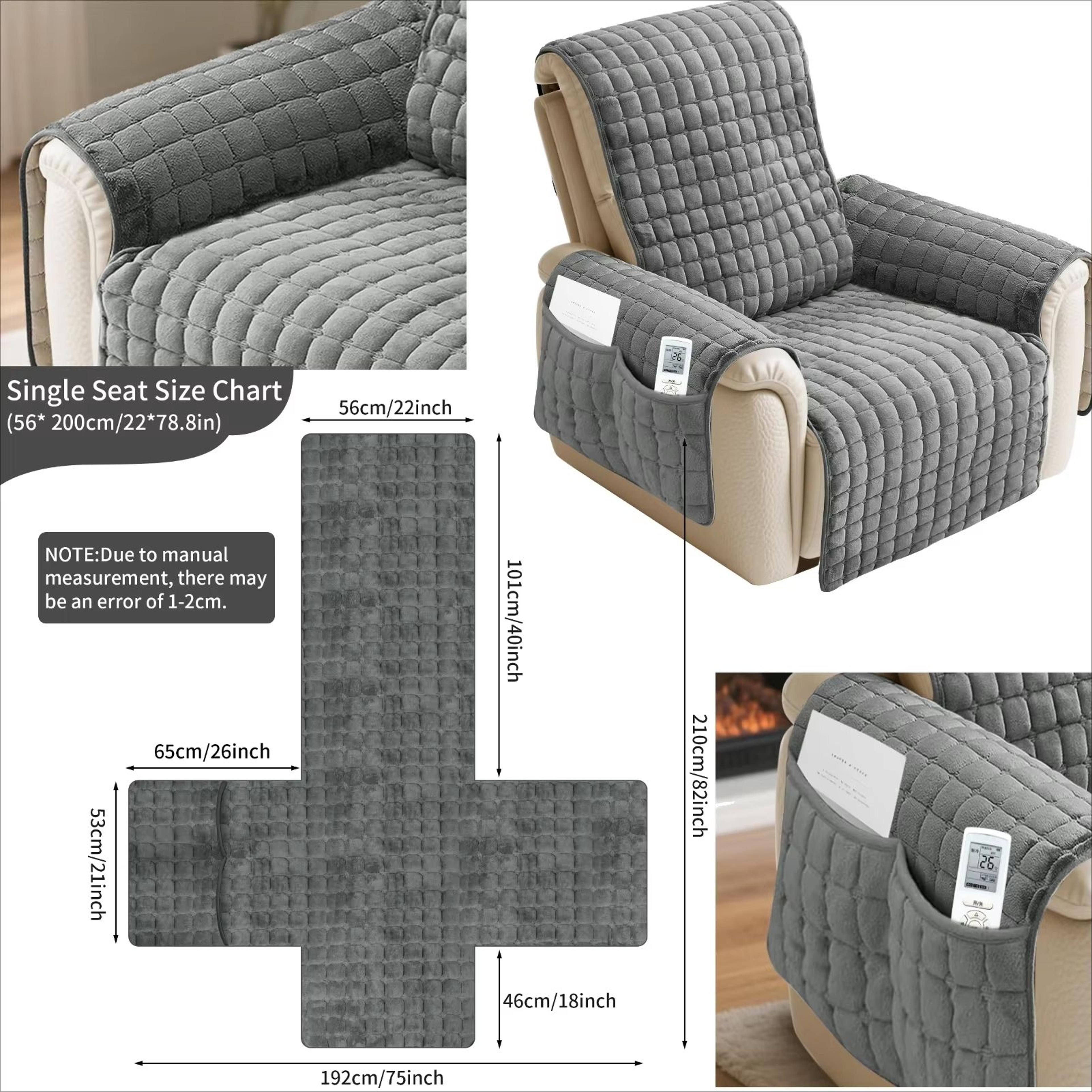 ProtectEase Deluxe Quilted Recliner Cover  Waterproof Armchair  SingleDouble Sofa Protector With Si 5