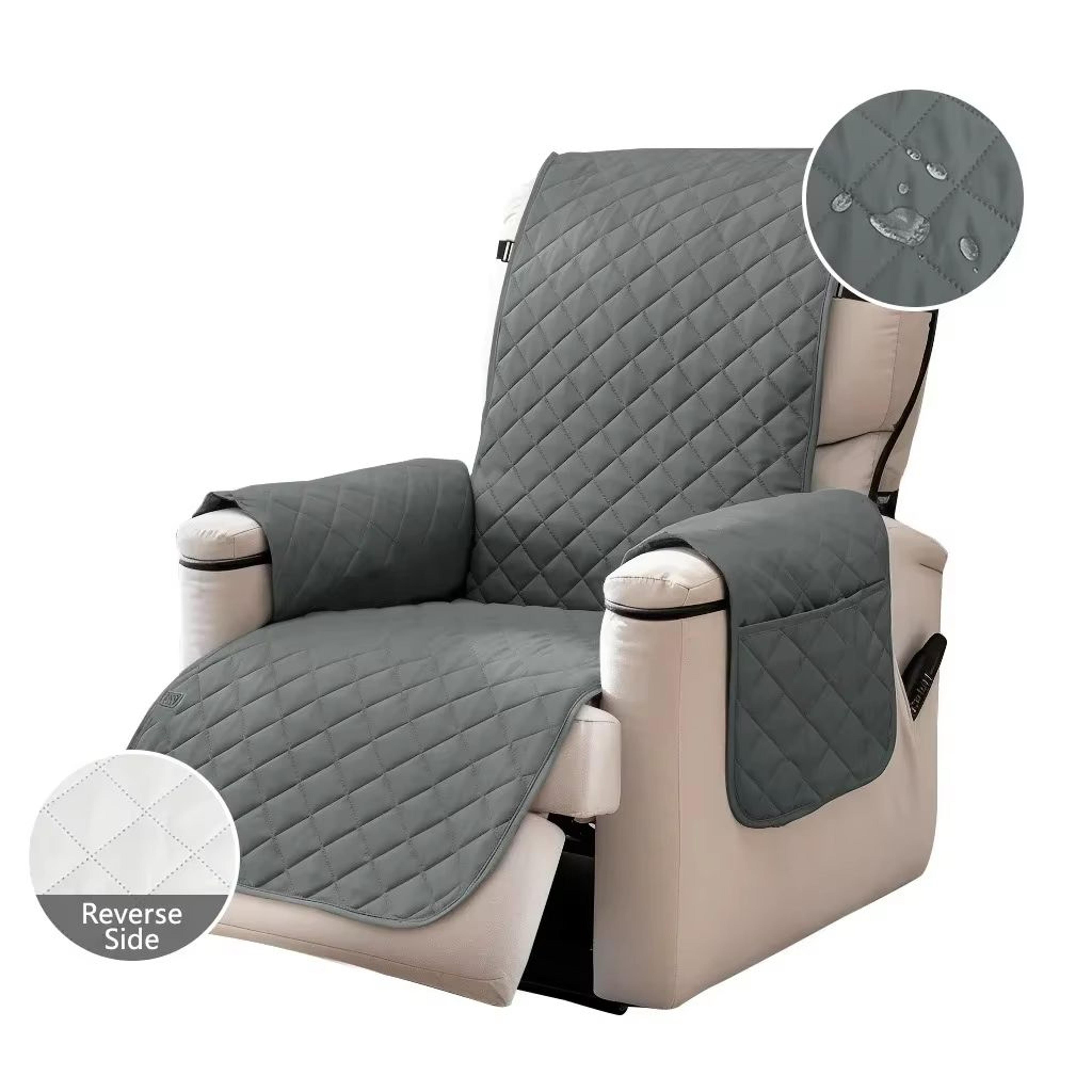 ProtectEase Deluxe Quilted Recliner Cover  Waterproof Armchair  SingleDouble Sofa Protector With Si 9