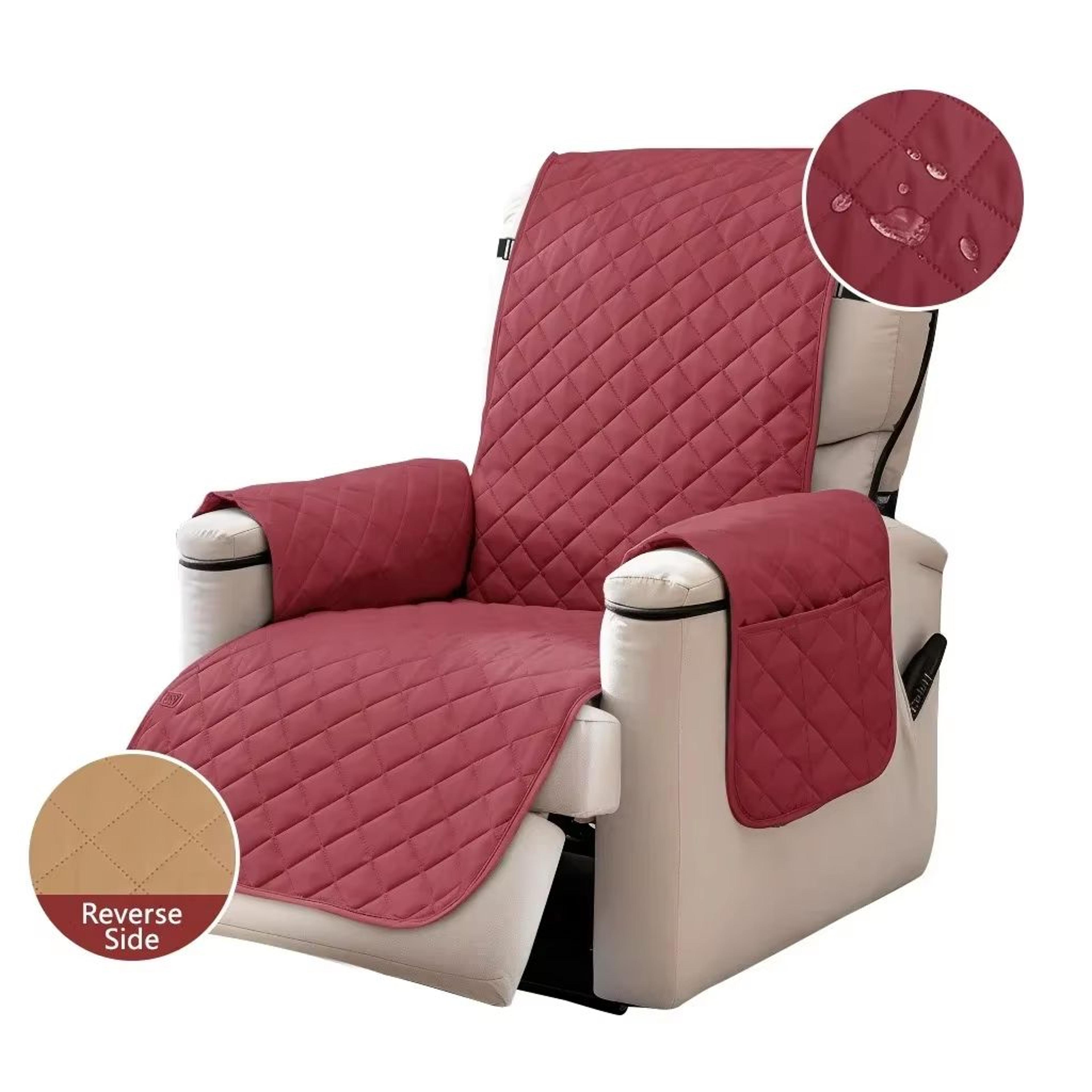 ProtectEase Deluxe Quilted Recliner Cover  Waterproof Armchair  SingleDouble Sofa Protector With Si 7