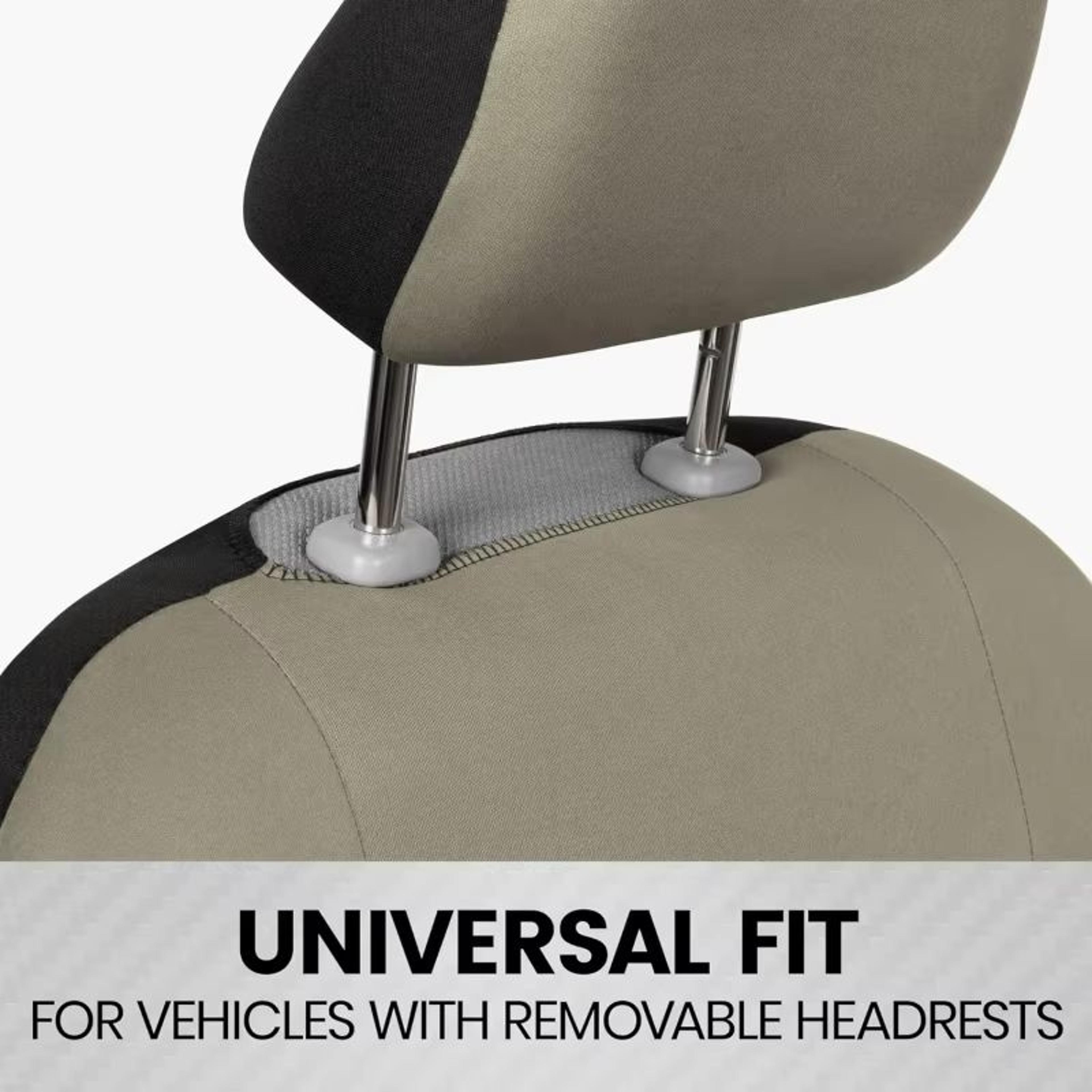 Universal Beige FullSet Car Seat Covers  Front  Rear Split Bench Fit For Trucks Vans SUVs 3