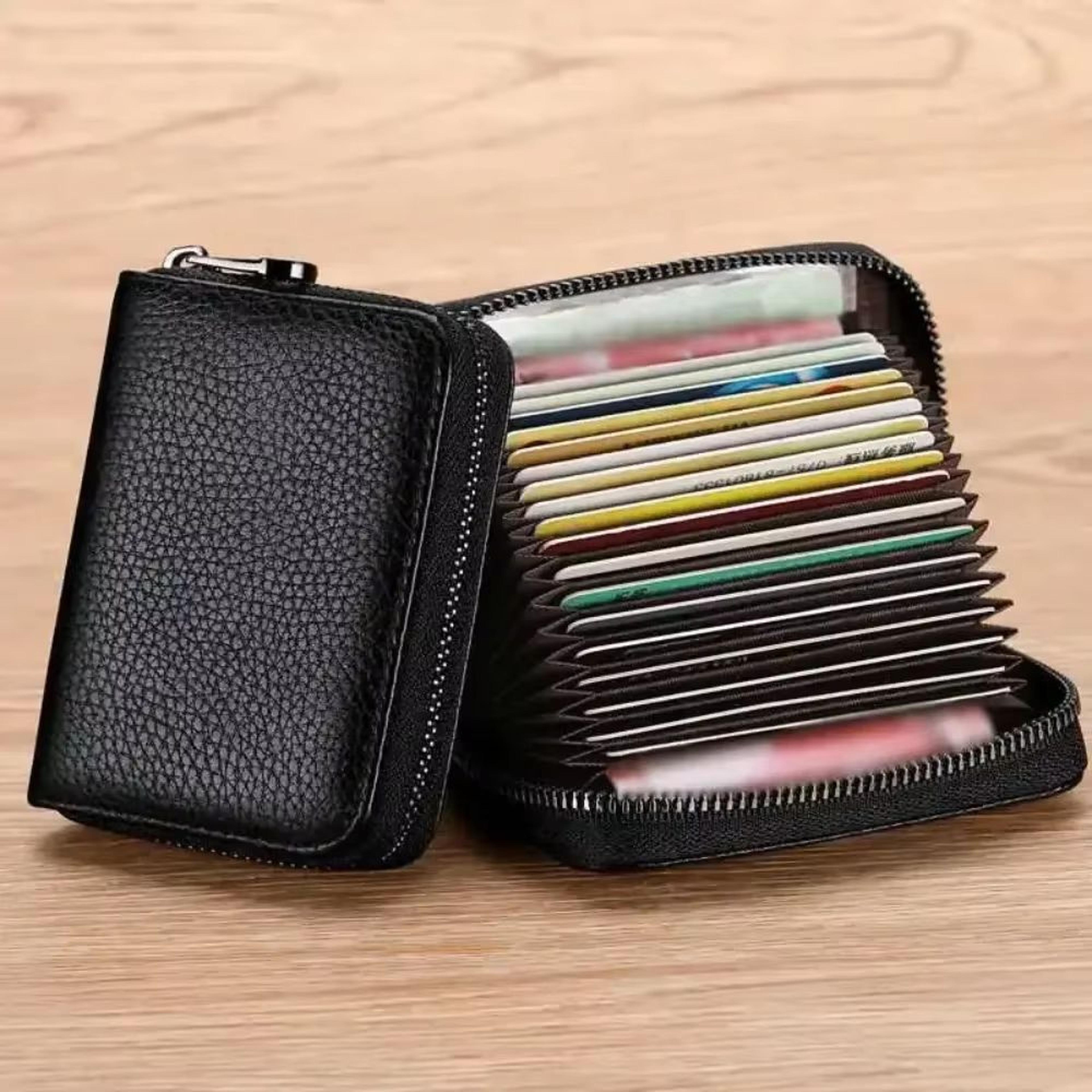 HeritageVault Vintage Solid Leather Zip Wallet  MultiSlot Card  Coin Pouch 0