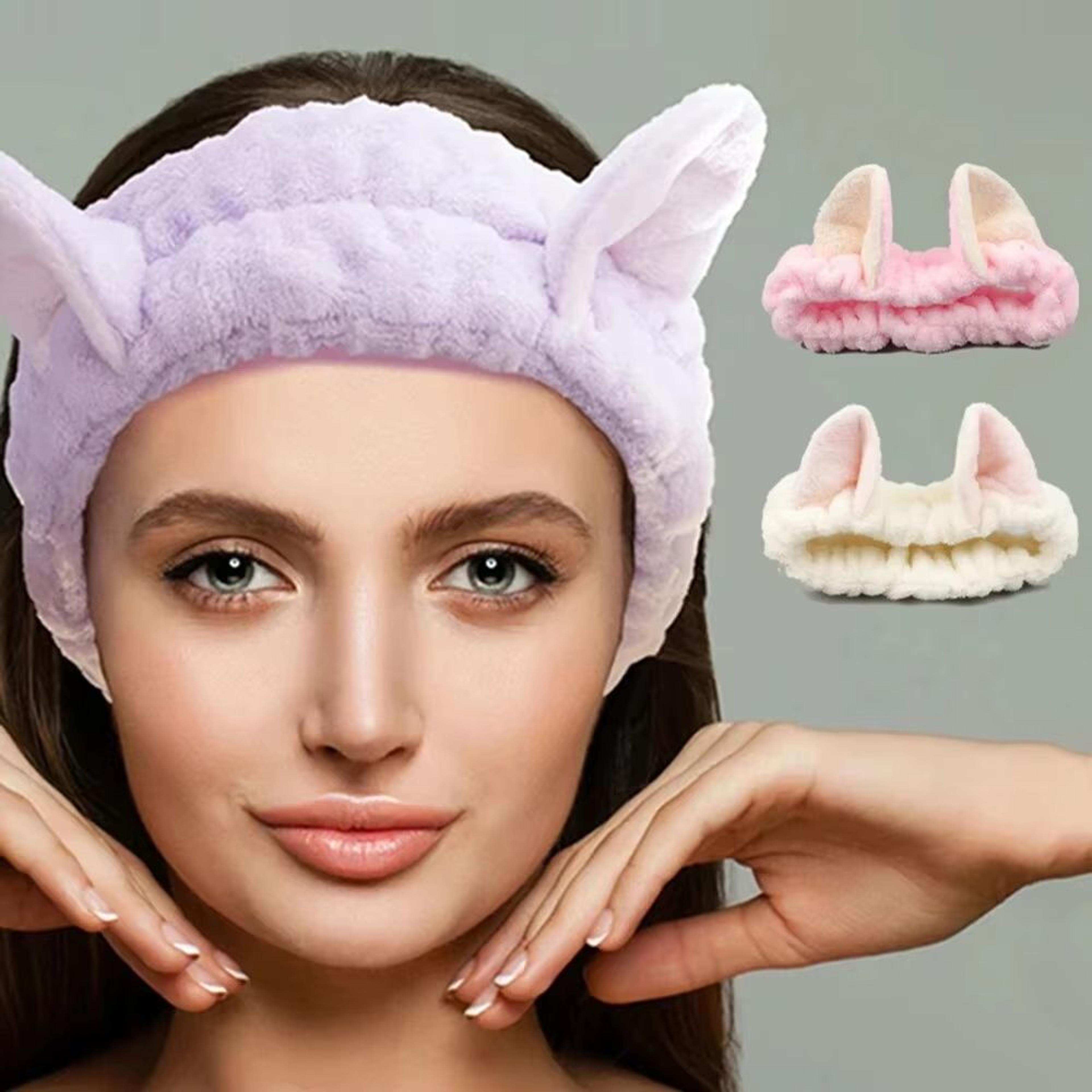 CuteCat Coral Plush Hairband  Soft Bow  Cat Ear Headband For FaceWash Makeup  Skin Care 1