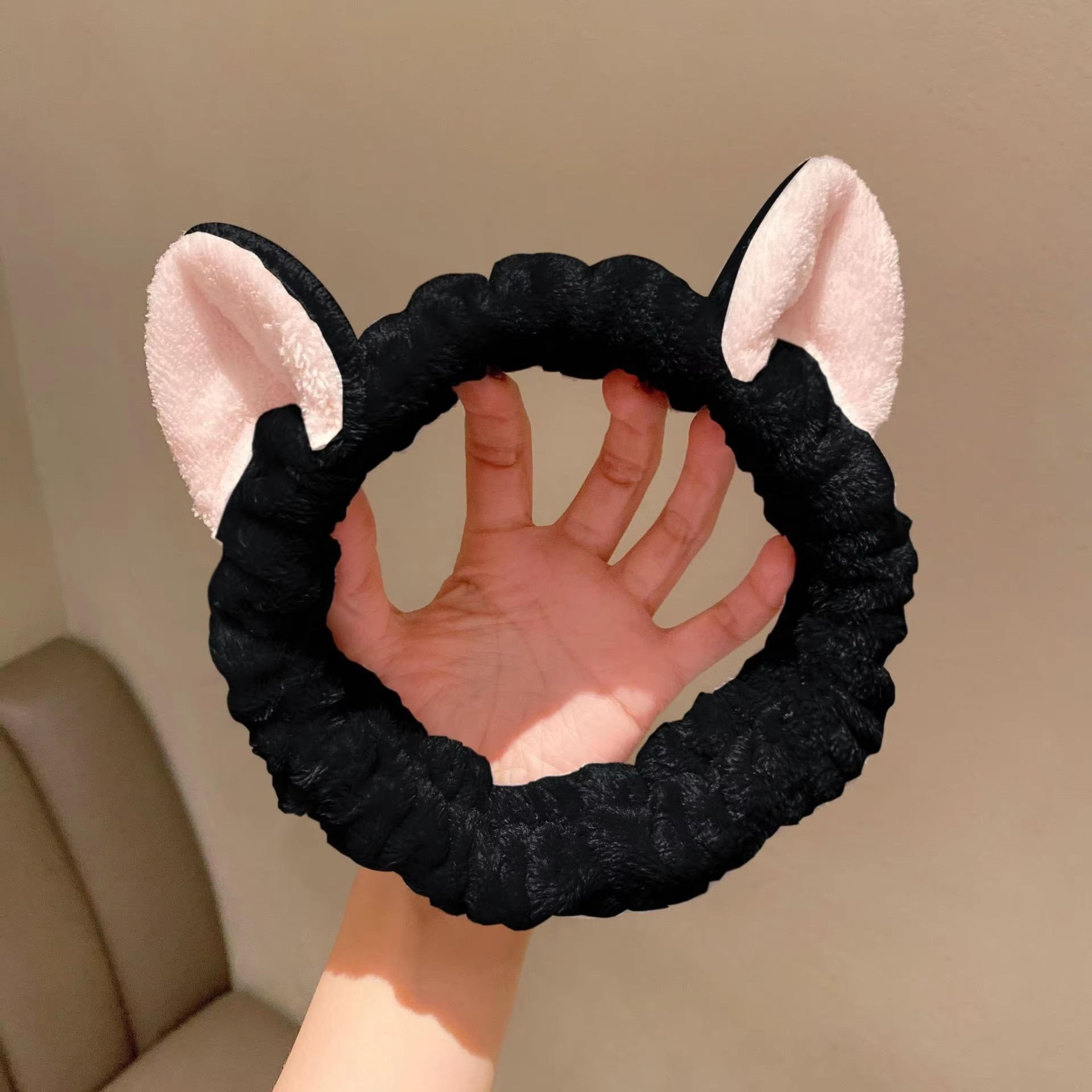 CuteCat Coral Plush Hairband  Soft Bow  Cat Ear Headband For FaceWash Makeup  Skin Care 8