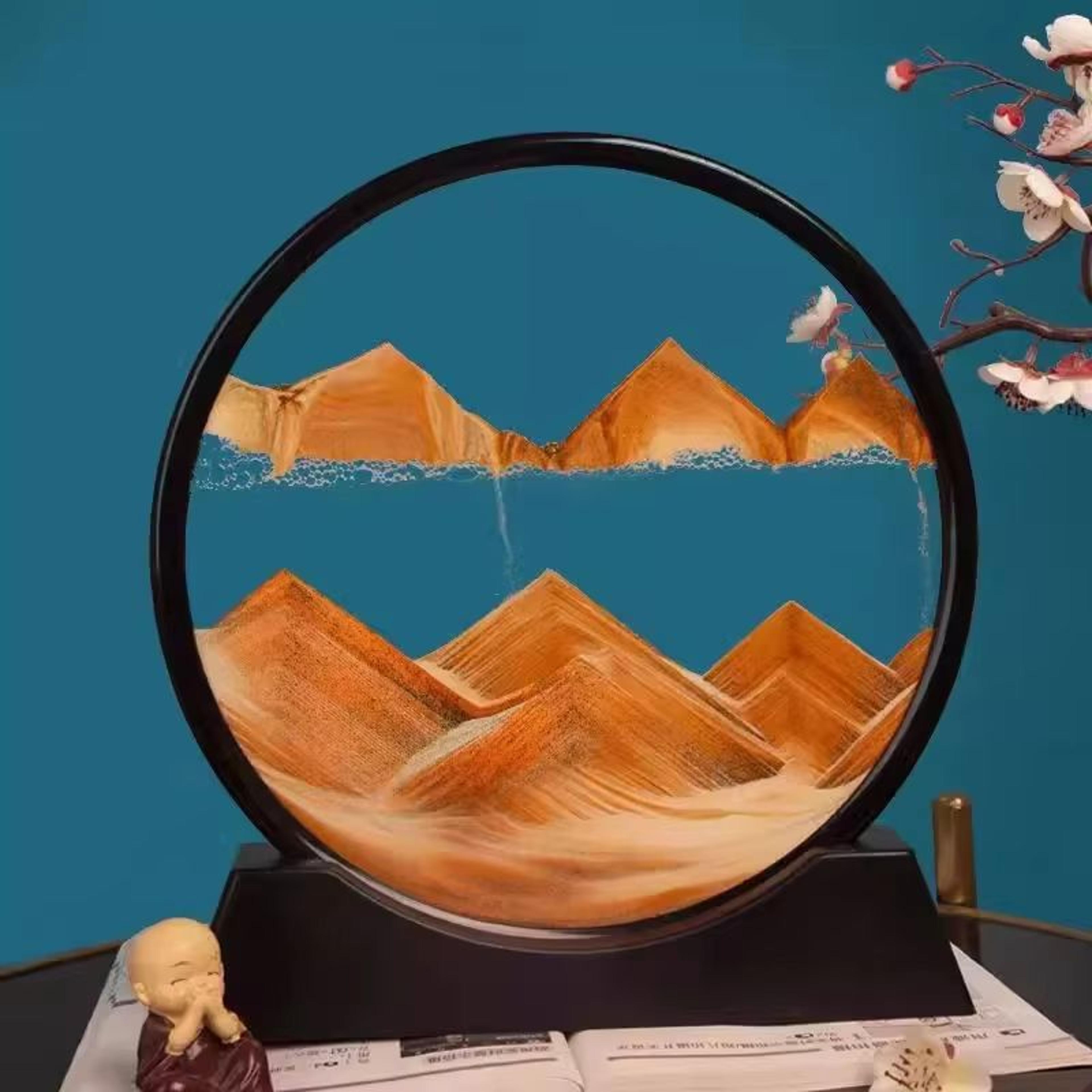 3D Moving Sand Art Picture  Round Glass Deep Sea Sandscape Hourglass Quicksand Craft For Office Hom