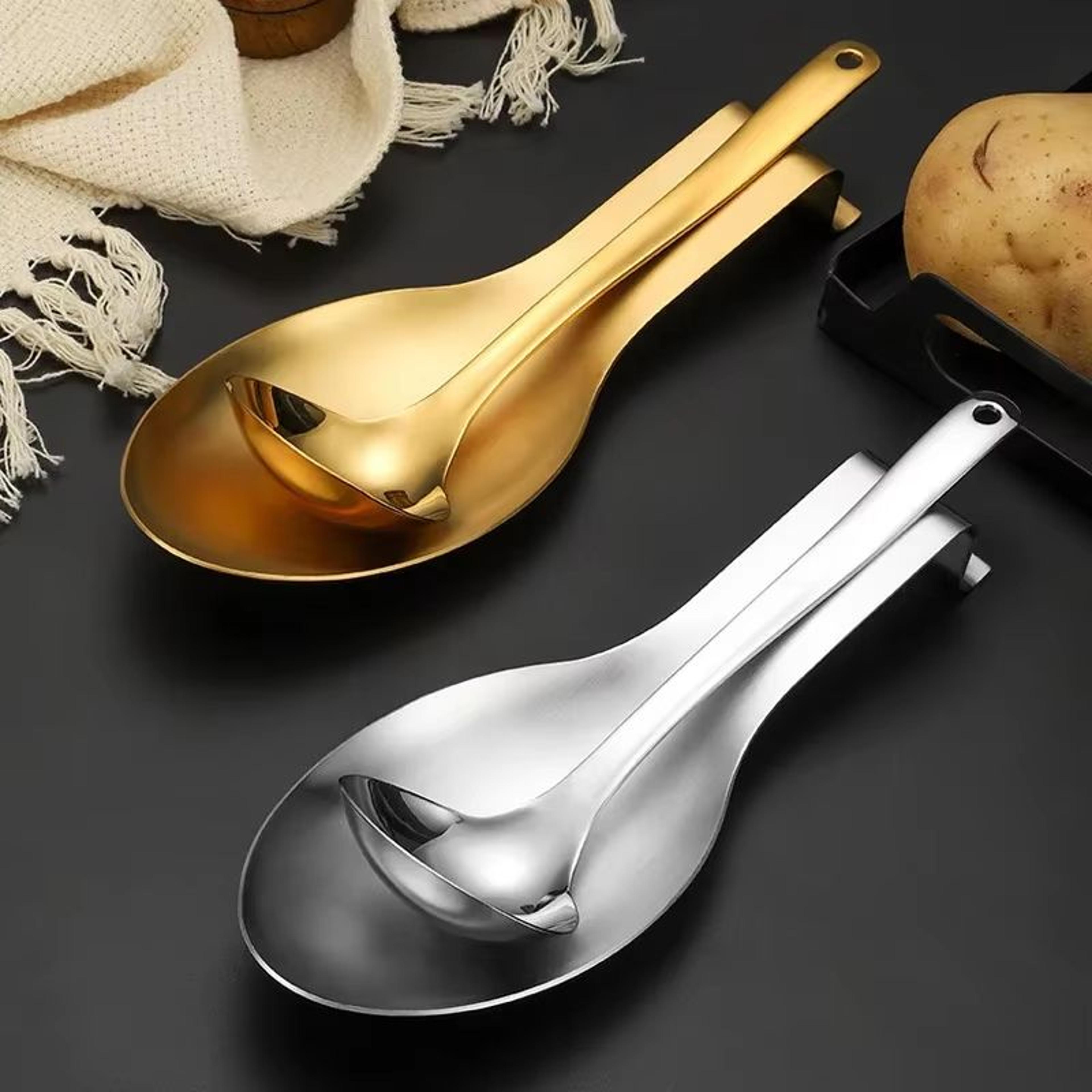 GoldPlated Thickened Stainless Steel Tableware Spoon Shelf  Buffet Clip Tray  Radium HotelGrade Kit 0