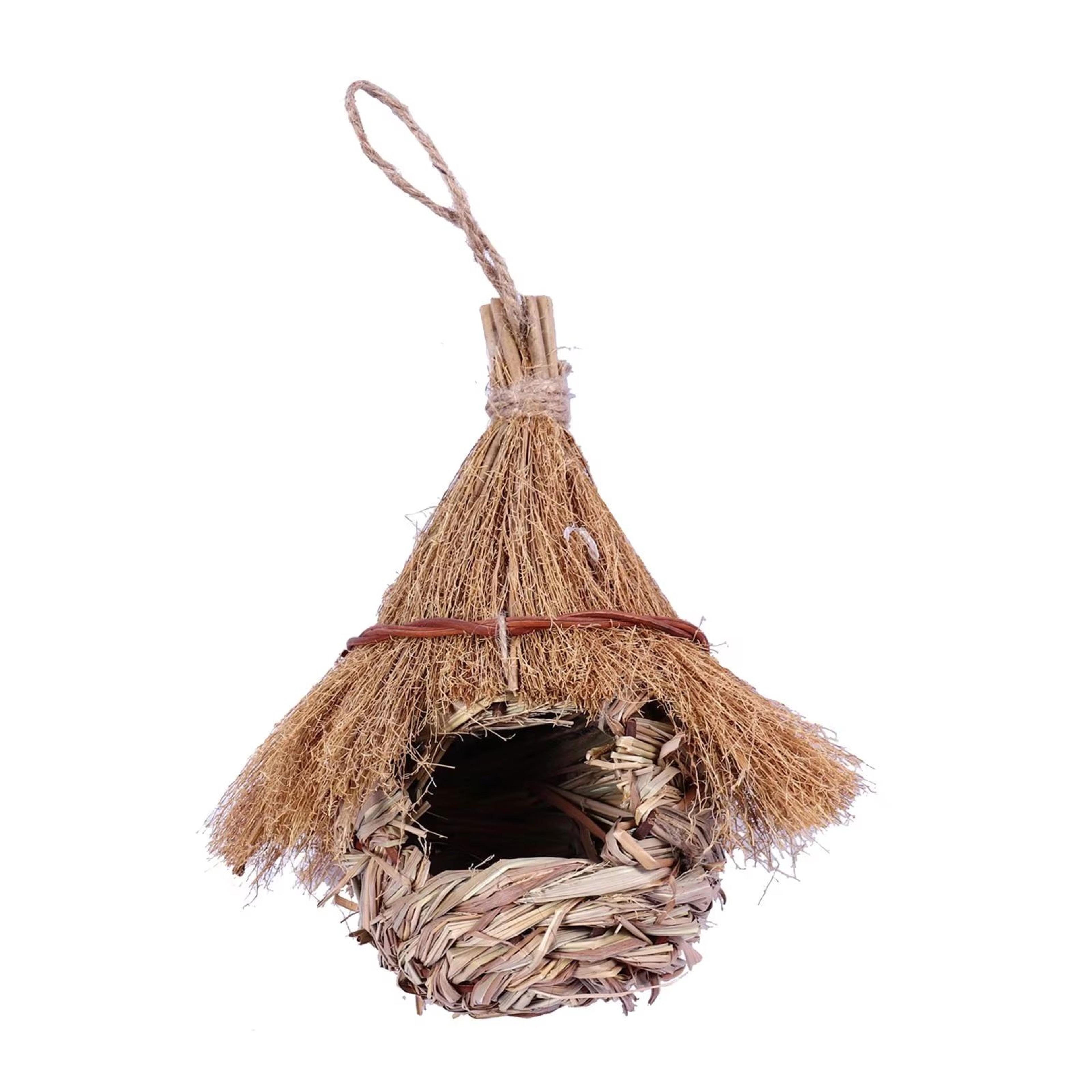 NatureNest HandWoven Grass Bird House For Wrens  Finches  IndoorOutdoor Lawn  Patio Hut 3