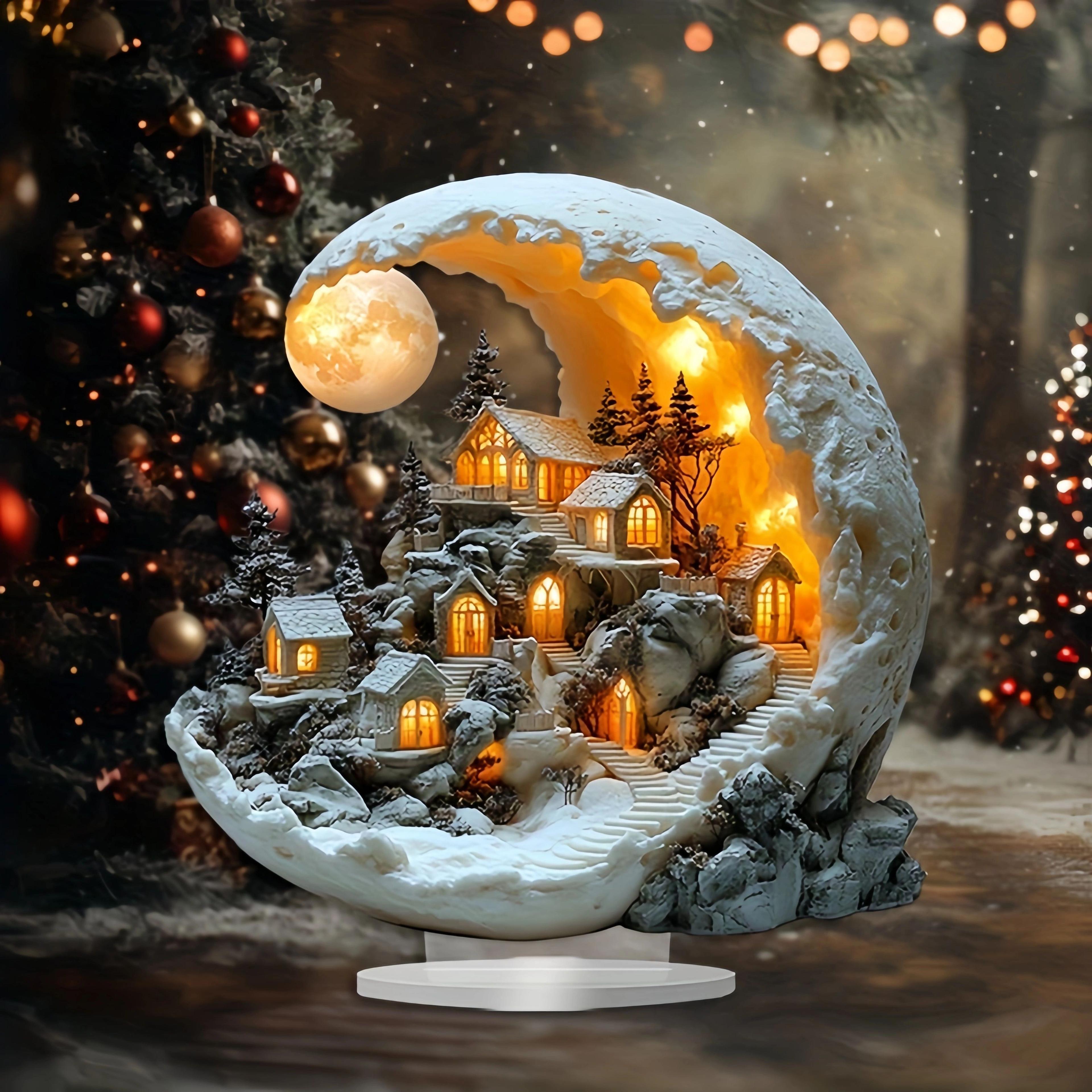 Christmas Moon House Decorations  Bohemian Acrylic Display Stand For Home Ornaments  Xmas Gifts 7