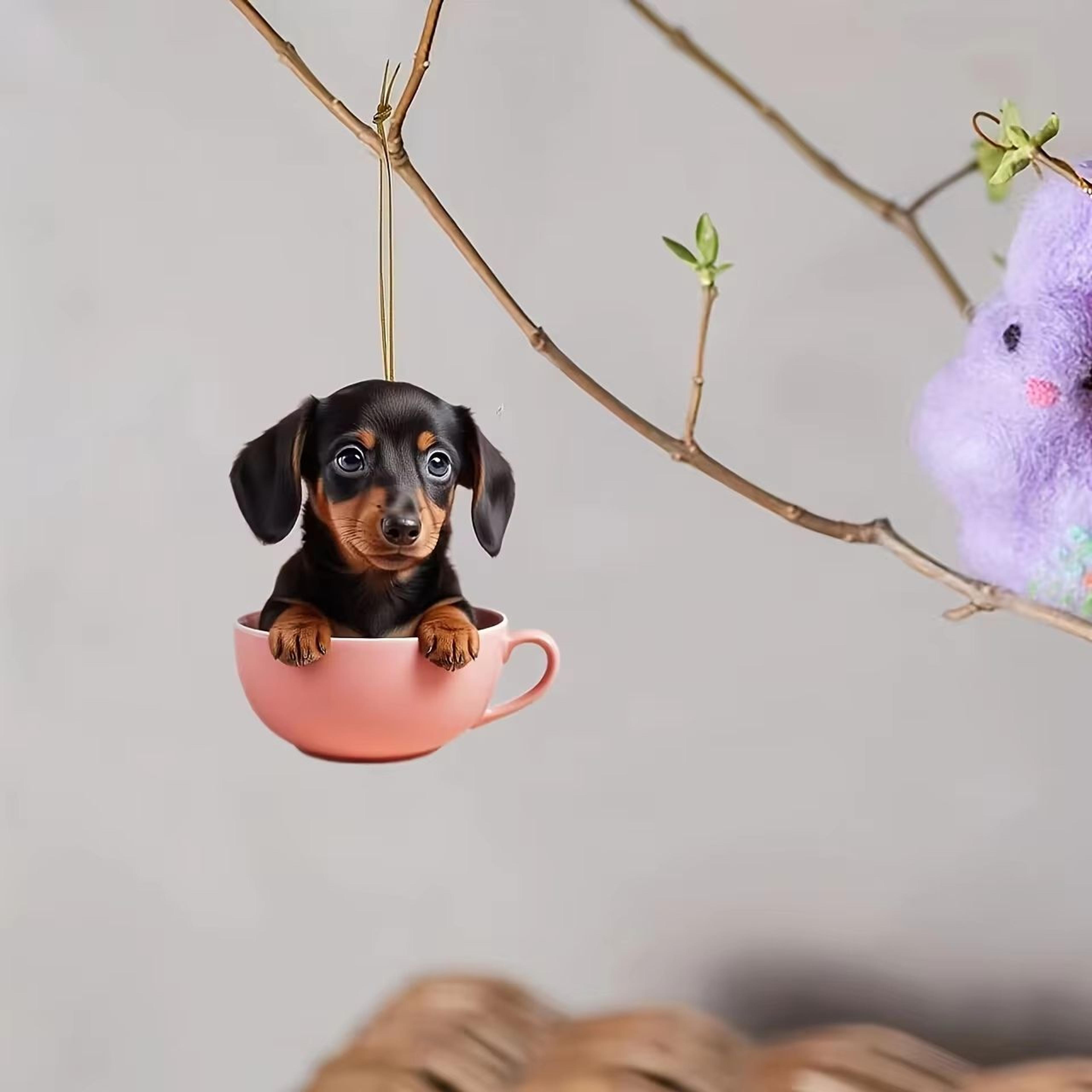 Acrylic Dog Charm Ornament  Festive Boho Puppy Pendant For Tree Backpack Or Car 0