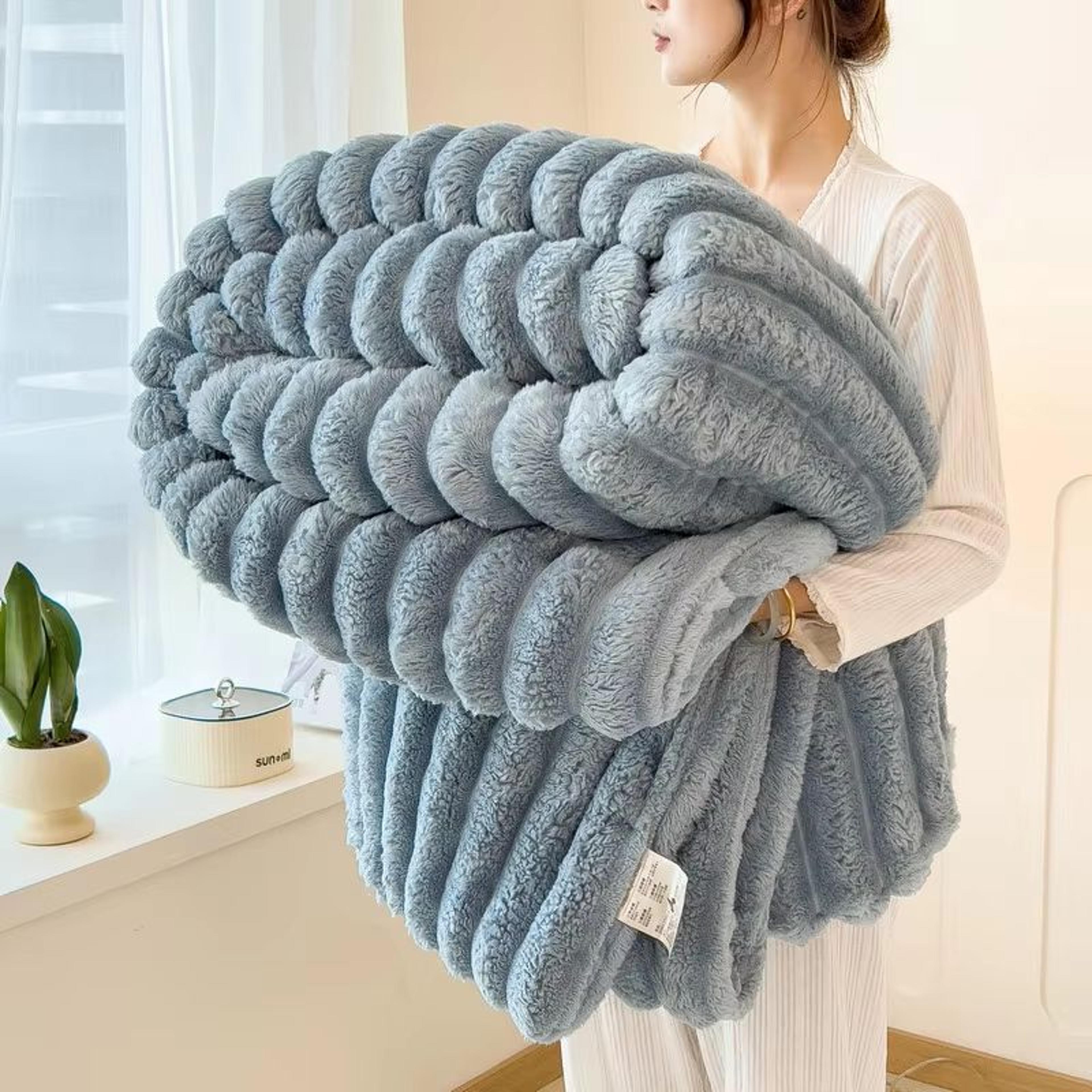 Thick WideStriped Flannel Multifunctional Blanket  AllPurpose Home Throw 8